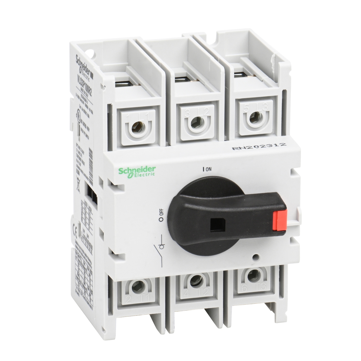 Schneider Electric Schneider Electric VLS3P100R2 – Disconnect switch, TeSys VLS, body switch, 100A, 50HP at 480VAC, UL98, three phase, 50kA SCCR, size 2, DIN rail mount