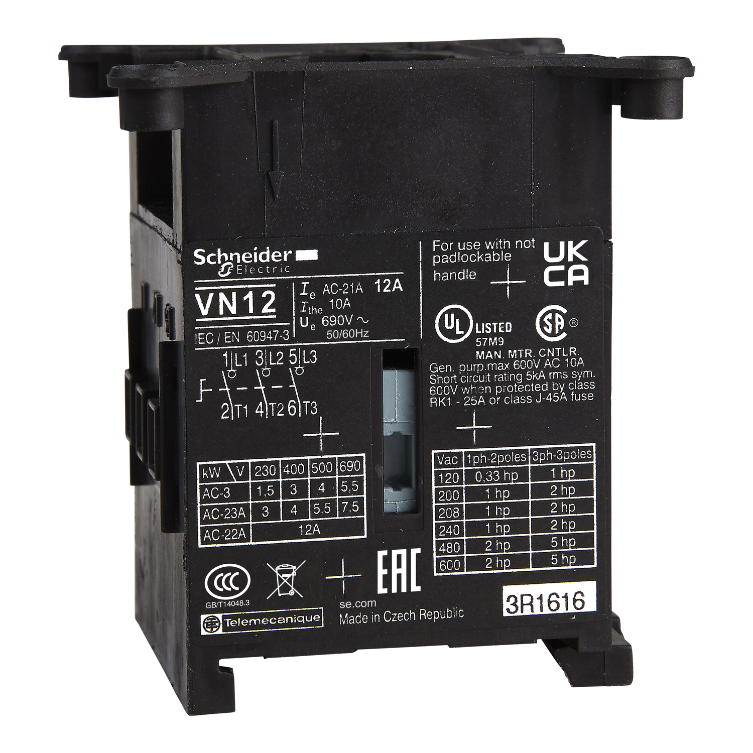 Schneider Electric Schneider Electric VN12 – Switch body,TeSys Control,3 poles,12A,compact size