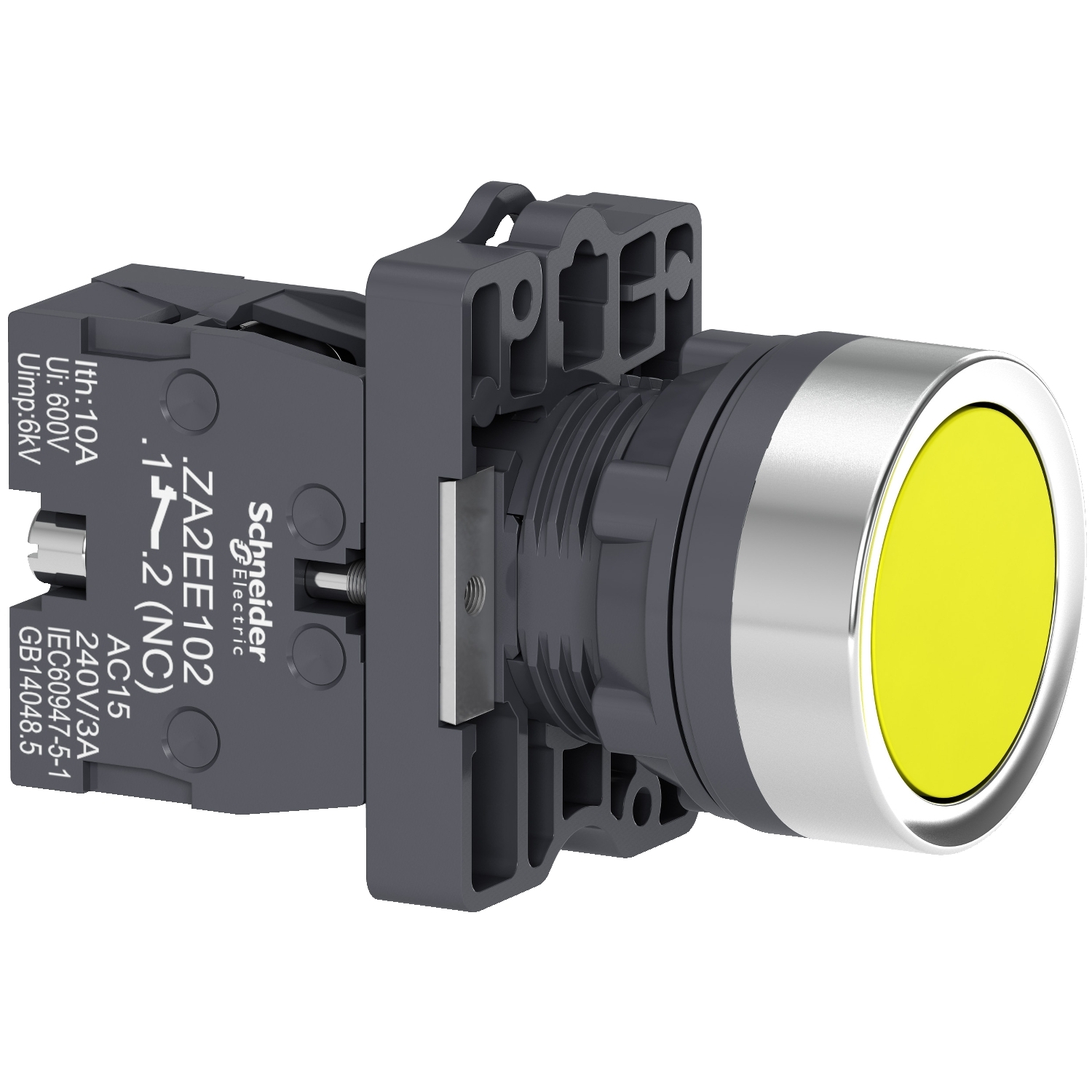 Schneider Electric Schneider Electric XA2EA51 – round yellow push-button Ø 22 - flush spring return - 1NO
