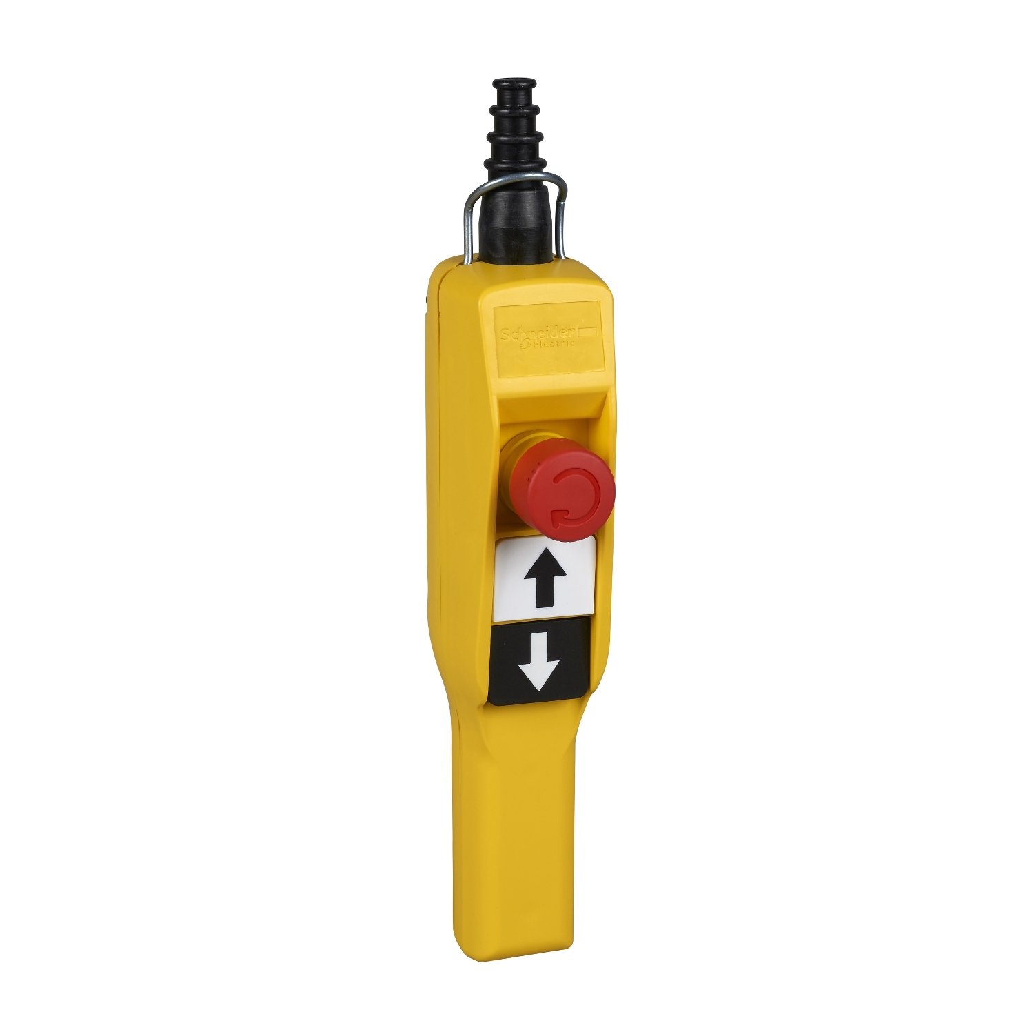 Schneider Electric Schneider Electric XACA2053 – Harmony XAC, Pendant control station, plastic, yellow, pistol grip, 2 push buttons with NO + NC, 1 emergency stop NC