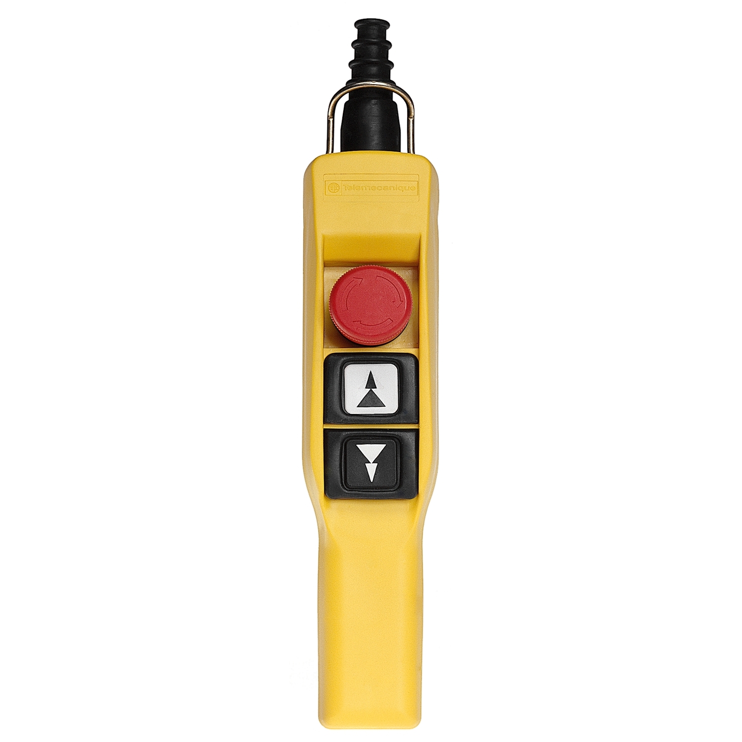 Schneider Electric Schneider Electric XACA2173 – Pendant control station, Harmony XAC, plastic, yellow, pistol grip, 2 booted push buttons with 2NO, 1 emergency stop NC