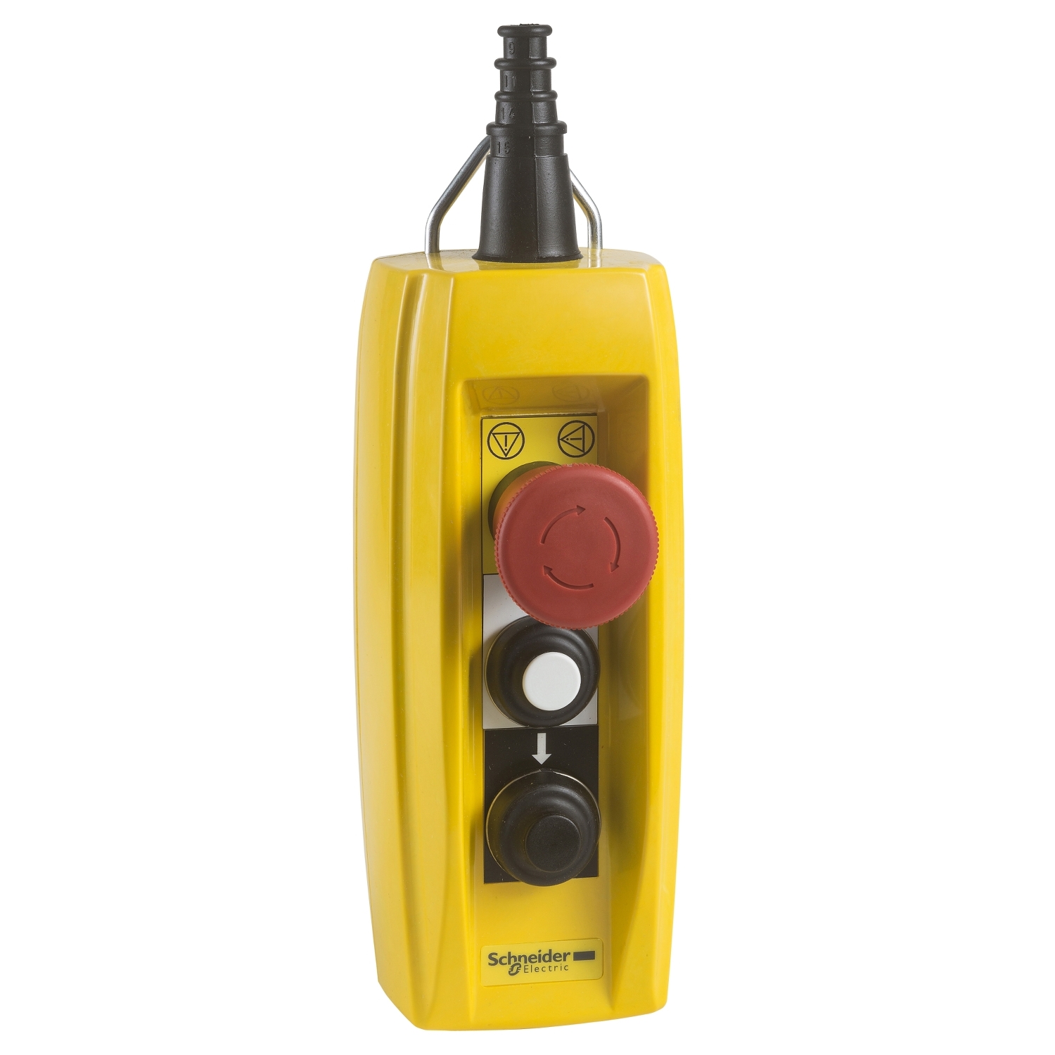 Schneider Electric Schneider Electric XACB3191 – Pendant control station, Harmony XAC, plastic, yellow, 2 push buttons, 1 emergency stop