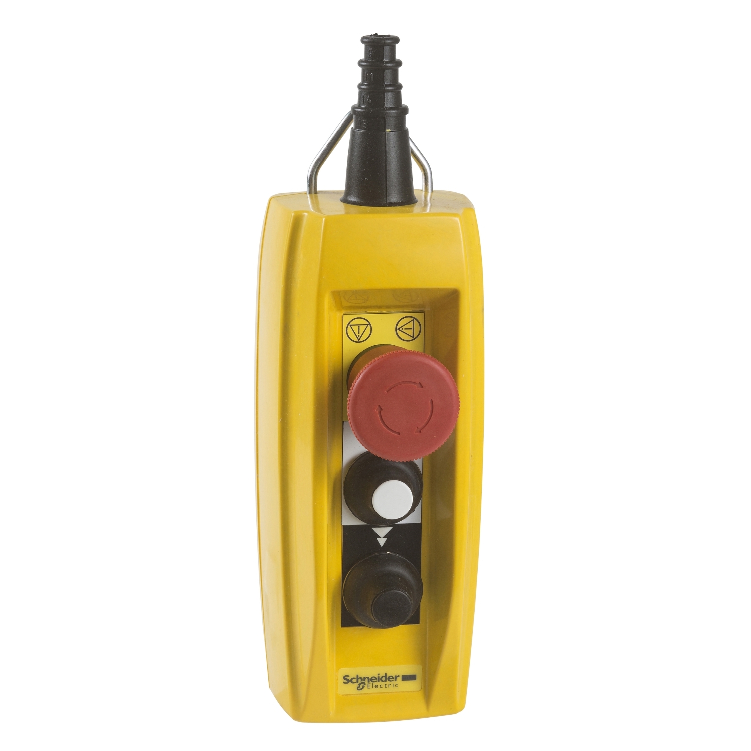 Schneider Electric Schneider Electric XACB3291 – Pendant control station, Harmony XAC, plastic, yellow, 2 push buttons, 1 emergency stop, control 2 speed hoist motor