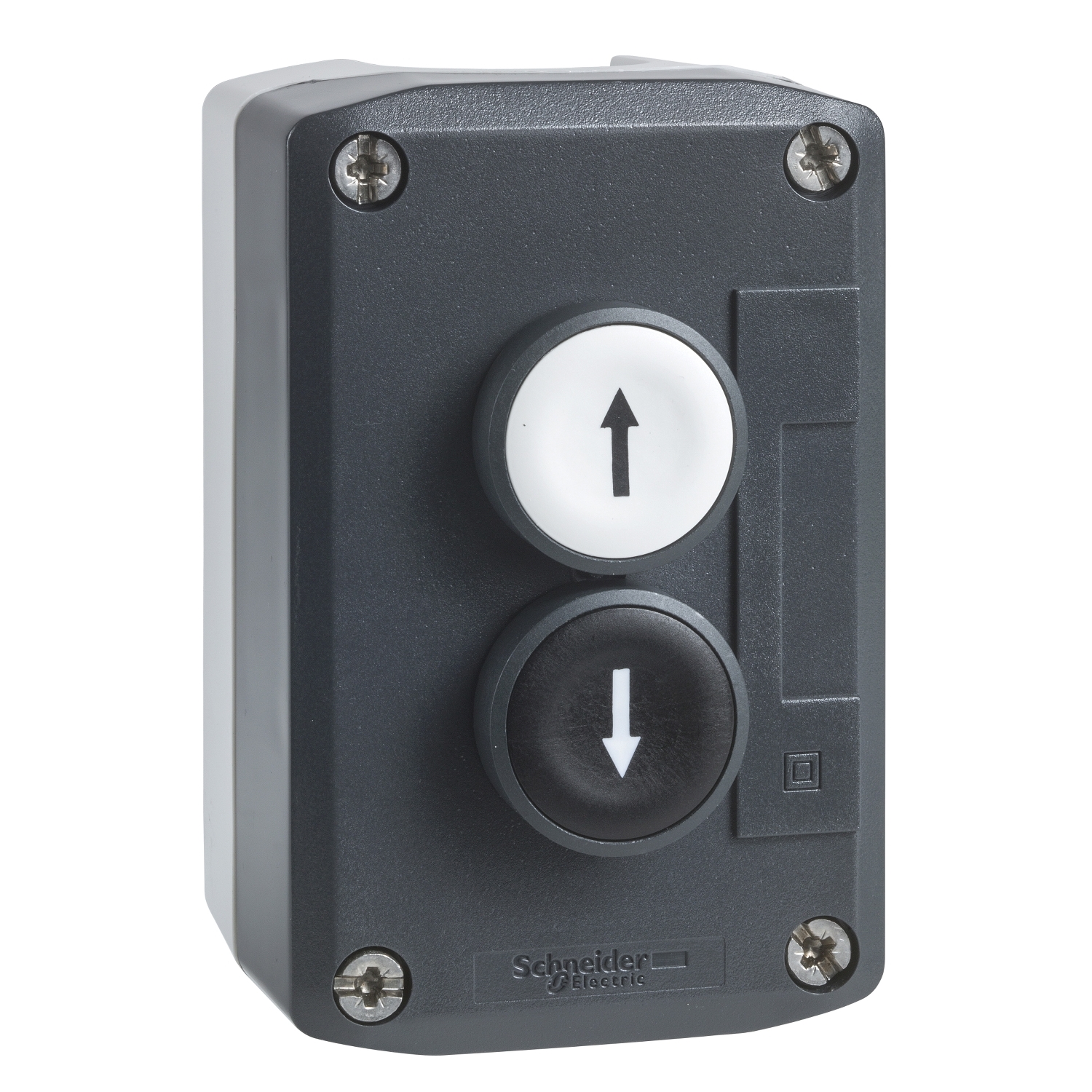 Schneider Electric Schneider Electric XALD222H7 – Control station, Harmony, plastic, dark grey, 1 flush marked UP ARROW 1 flush marked DOWN ARROW push buttons, 22mm, spring return, UL CSA certified