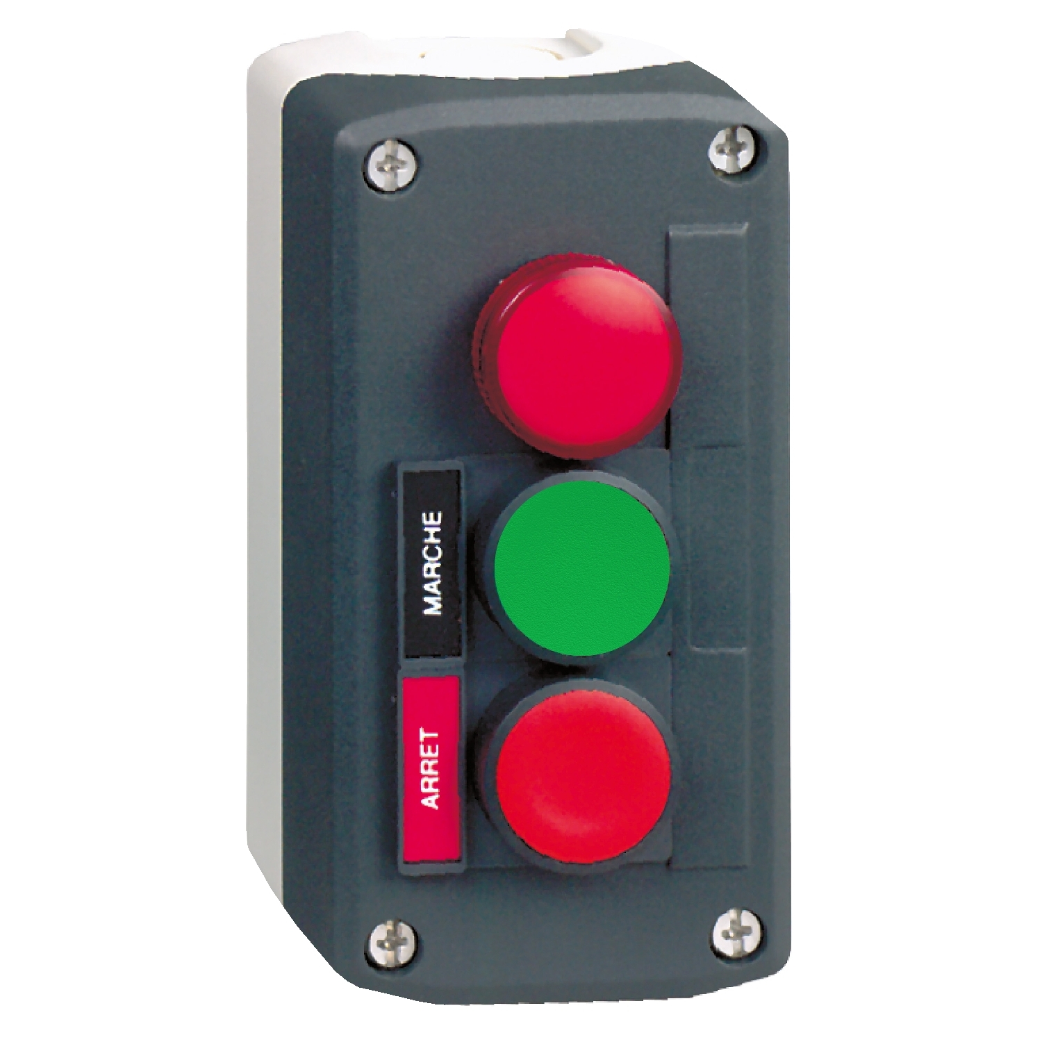 Schneider Electric Schneider Electric XALD361B – Complete control station, Harmony XALD, dark grey green flush/red flush pushbuttons 22mm and red pilot light