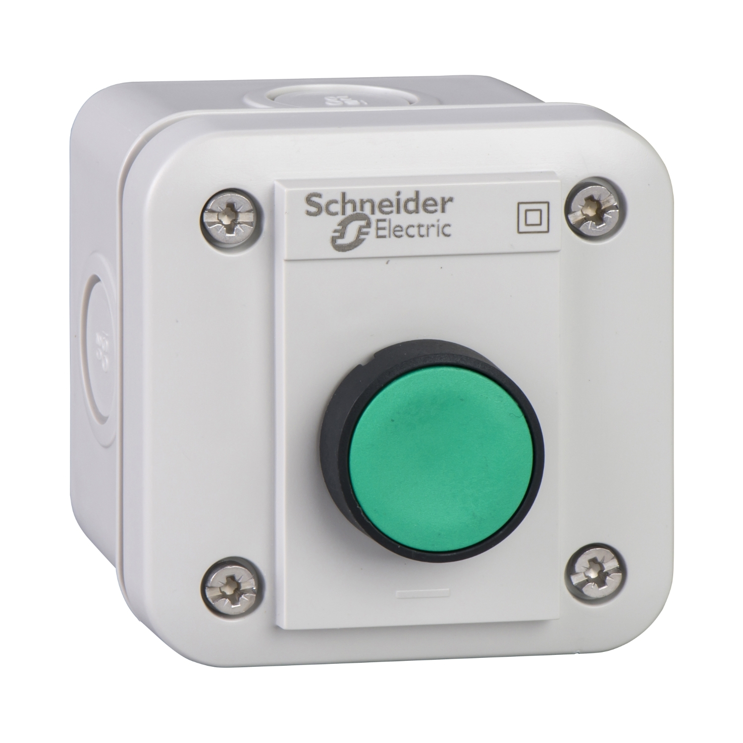 Schneider Electric Schneider Electric XALE1011 – Control station, Harmony XALE, for XB7 22mm, 1 green flush push button 40mm, plastic, grey, spring return, 1NO