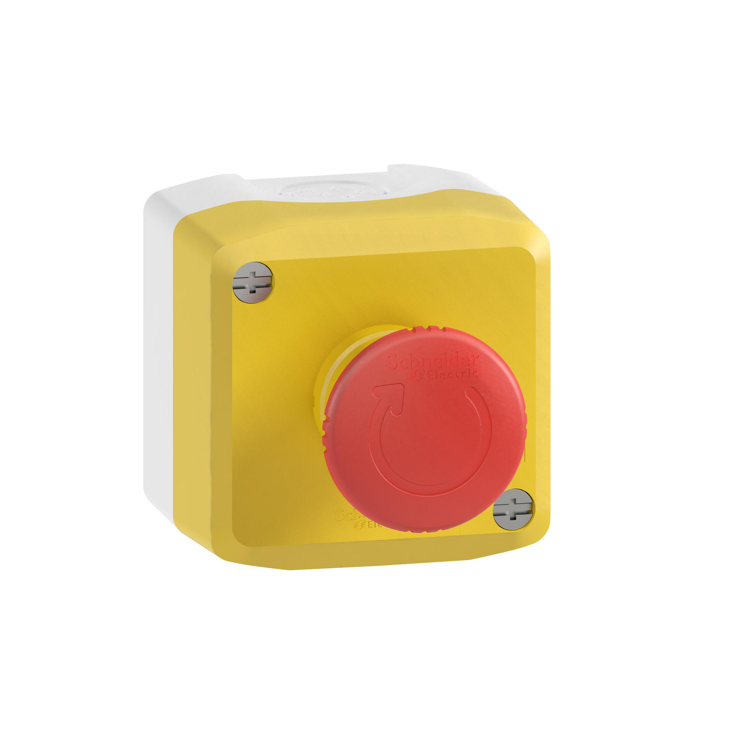 Schneider Electric Schneider Electric XALK178F – Harmony XALD, XALK, Control station, plastic, yellow lid, 1 red mushroom push button Ø40, turn to release, 2 NC