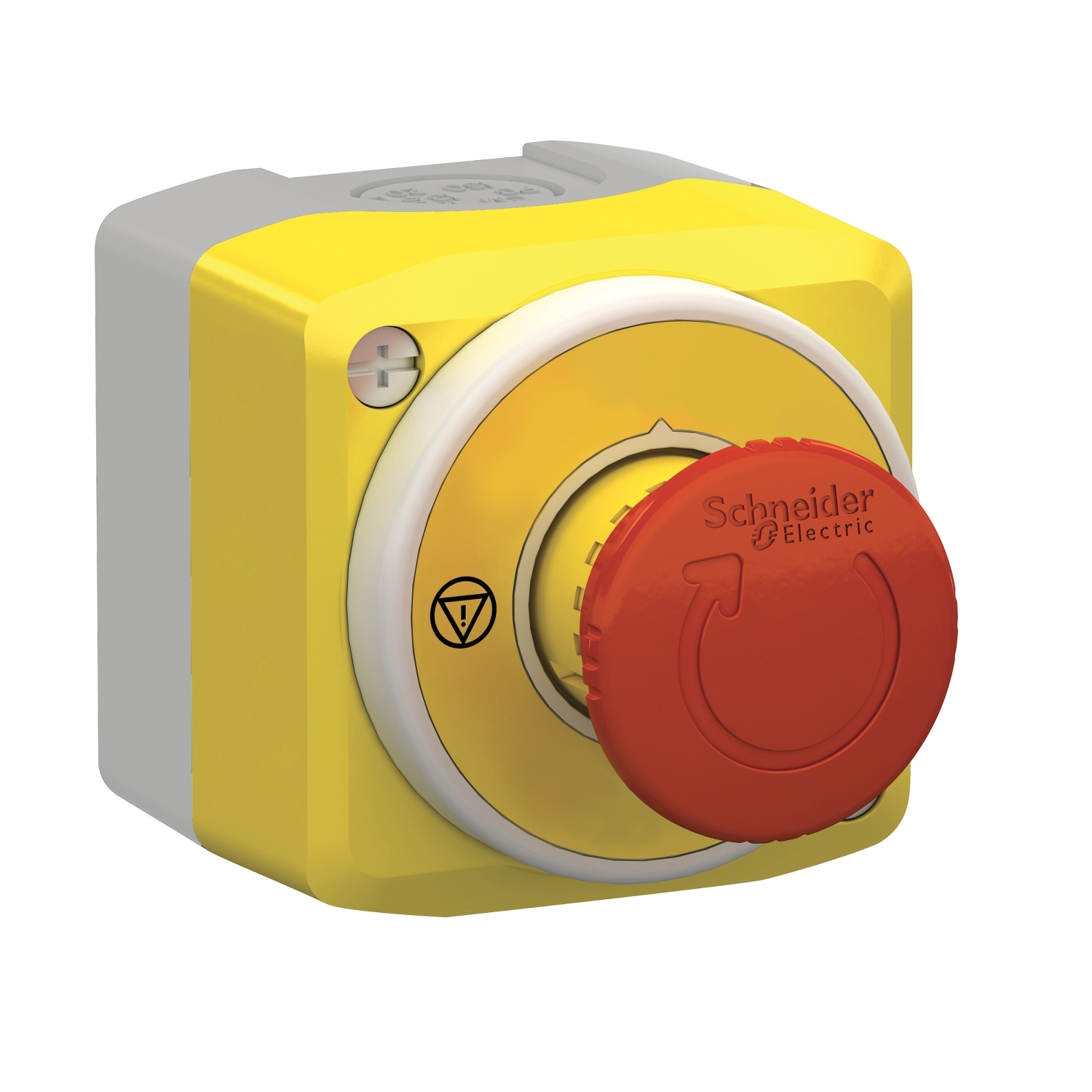 Schneider Electric Schneider Electric XALK178W3B140E – Control station, Harmony XALD, plastic, yellow lid, 1 emergency stop 40mm, turn to release, illuminated ring white red fixed, 1NO 1NC, 24V AC DC