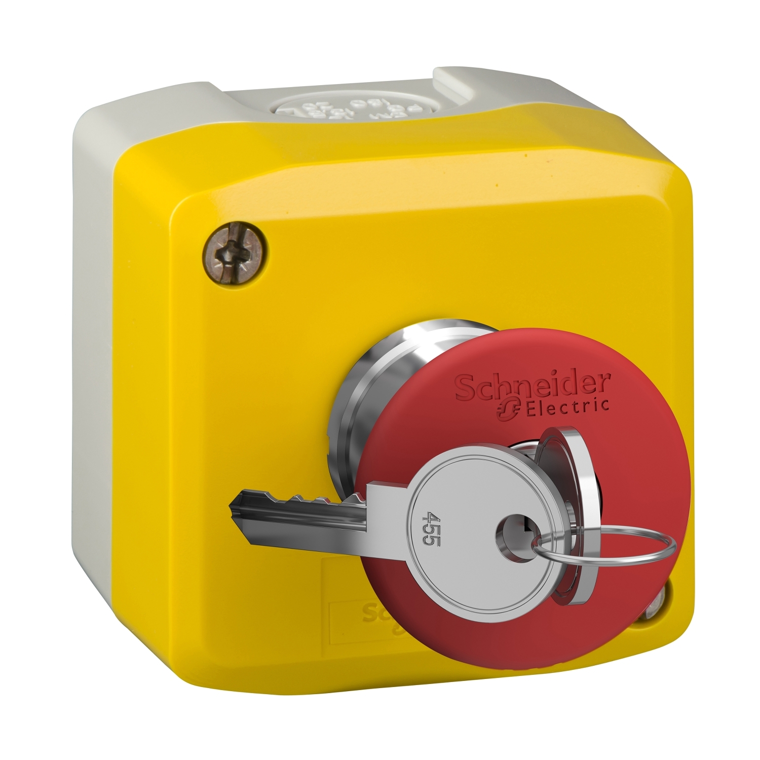 Schneider Electric Schneider Electric XALK188 – yellow station - 1 red mushroom head pushbutton Ø40 key release 1NC
