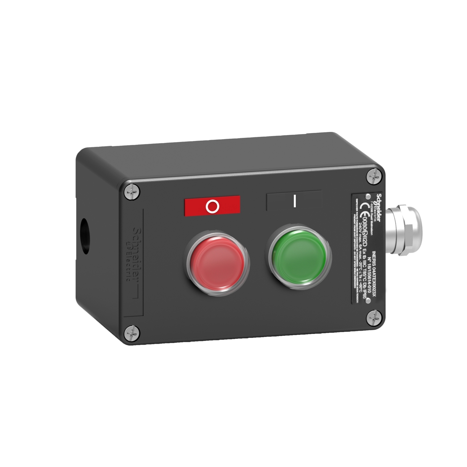 Schneider Electric Schneider Electric XAWF210EX – Harmony XAW - ATEX D, Control station, metal, start stop function, 2 flush push buttons, green, red, 1 NO + 1 NC, ATEX