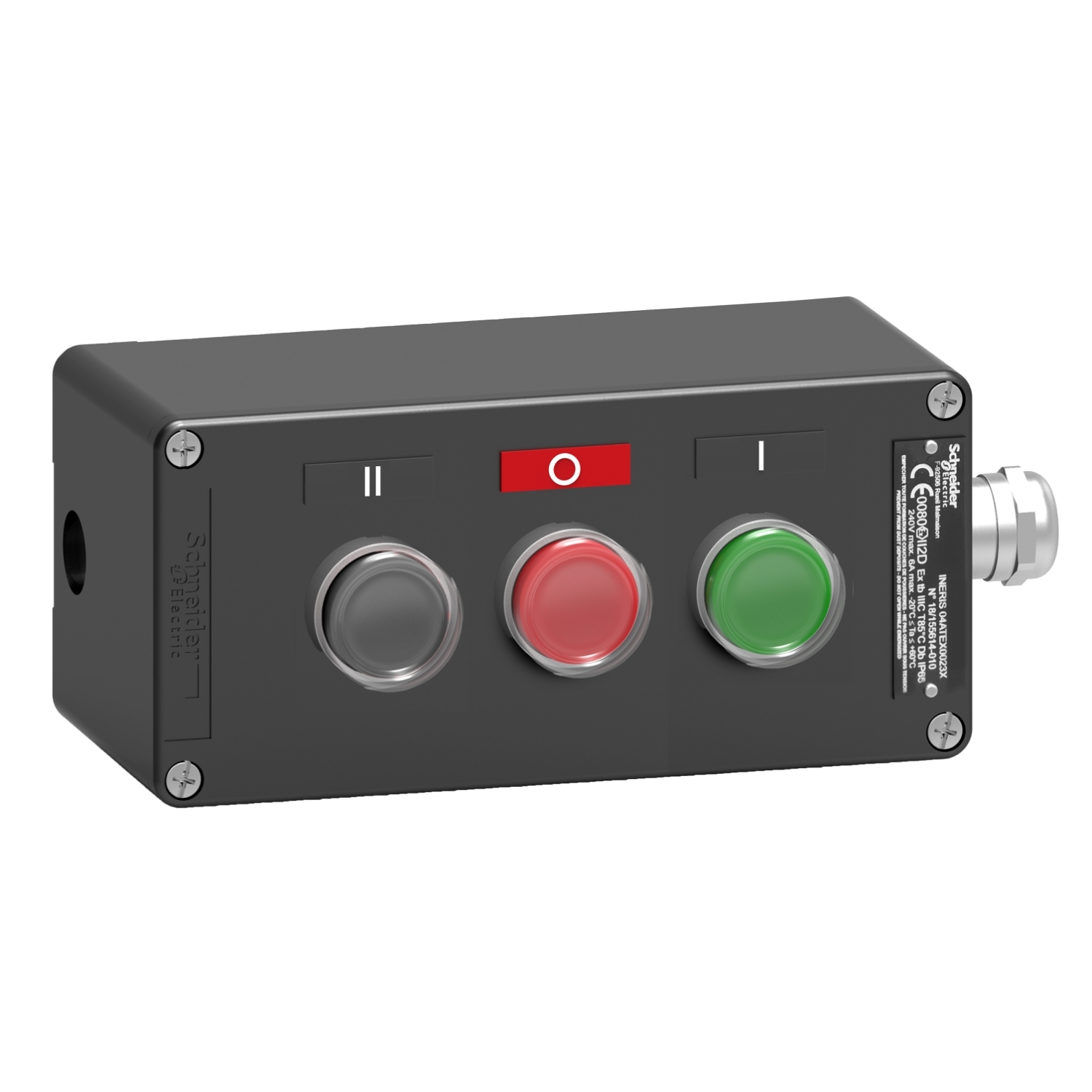 Schneider Electric Schneider Electric XAWF310EX – Control station, Harmony XAW, metal, 3 functions, 3 push buttons, green/red/black, 2NO + 1NC, ATEX