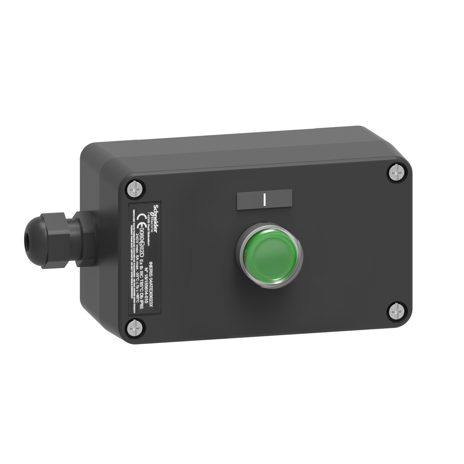 Schneider Electric Schneider Electric XAWG100EX – Control station, Harmony XAW, metal with fiberglass, start function, 1 flush push button 40mm, green, 1NO, ATEX