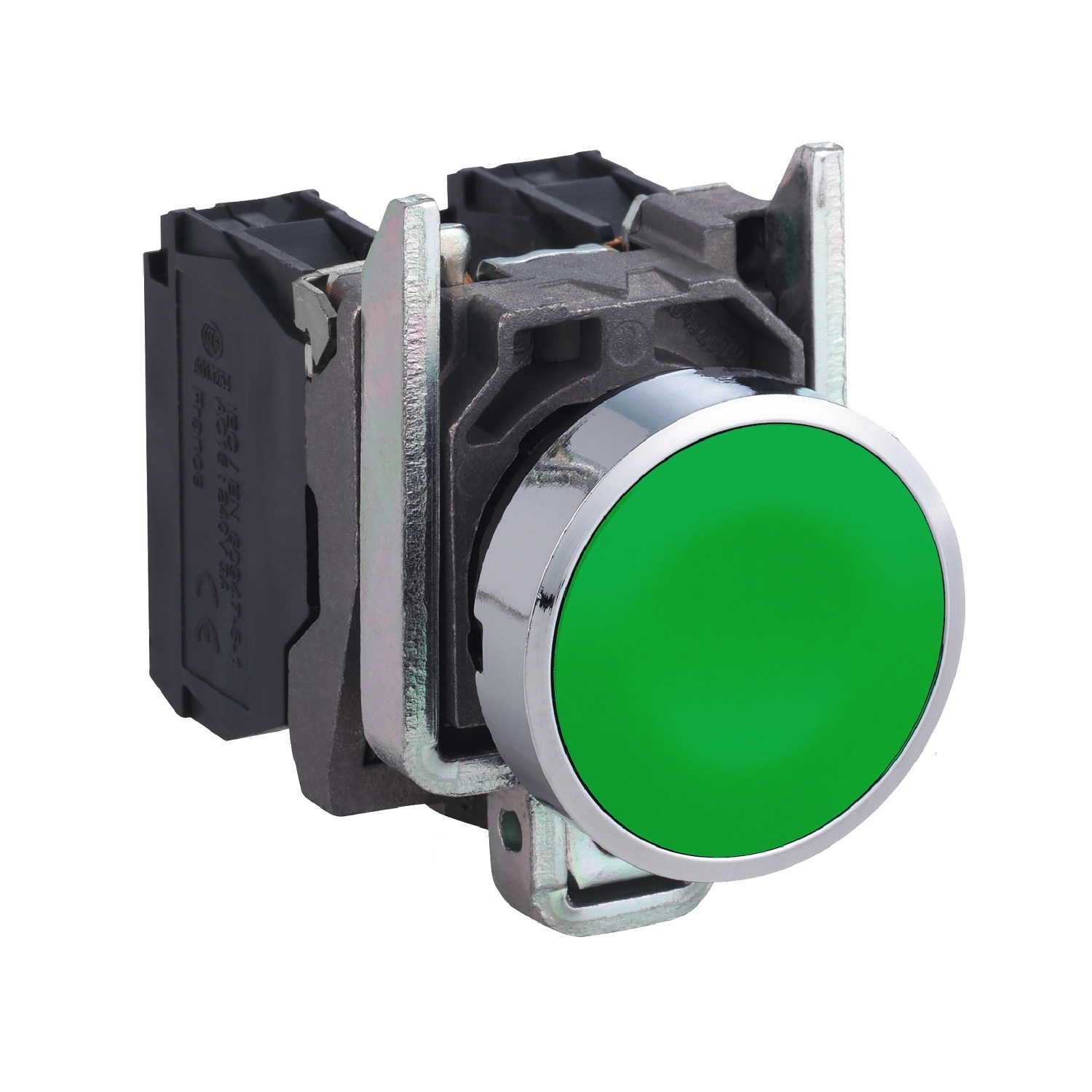 Schneider Electric Schneider Electric XB4BA35 – Push button, Harmony XB4, metal, flush, green, 22mm, spring return, unmarked, 1NO+1NC