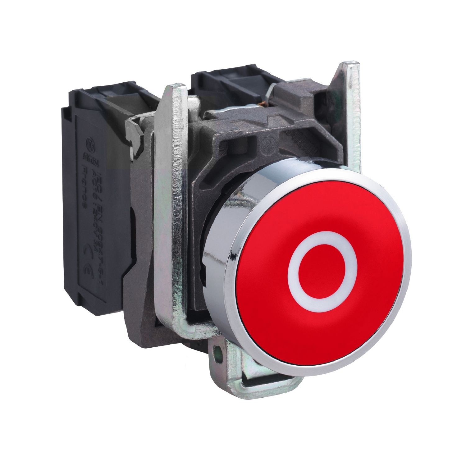 Schneider Electric Schneider Electric XB4BA4322 – Push button, metal, flush, red, Ø22, spring return, marked O, 1 NC