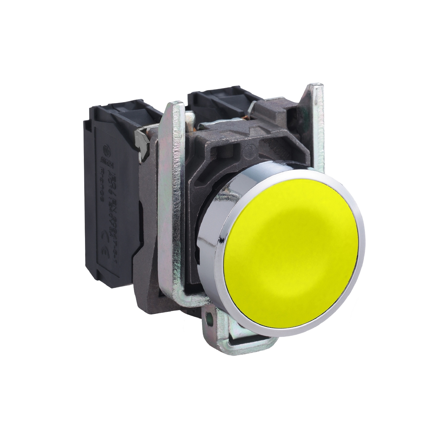 Schneider Electric Schneider Electric XB4BA51 – Push button, metal, flush, yellow, Ø22, spring return, unmarked, 1 NO