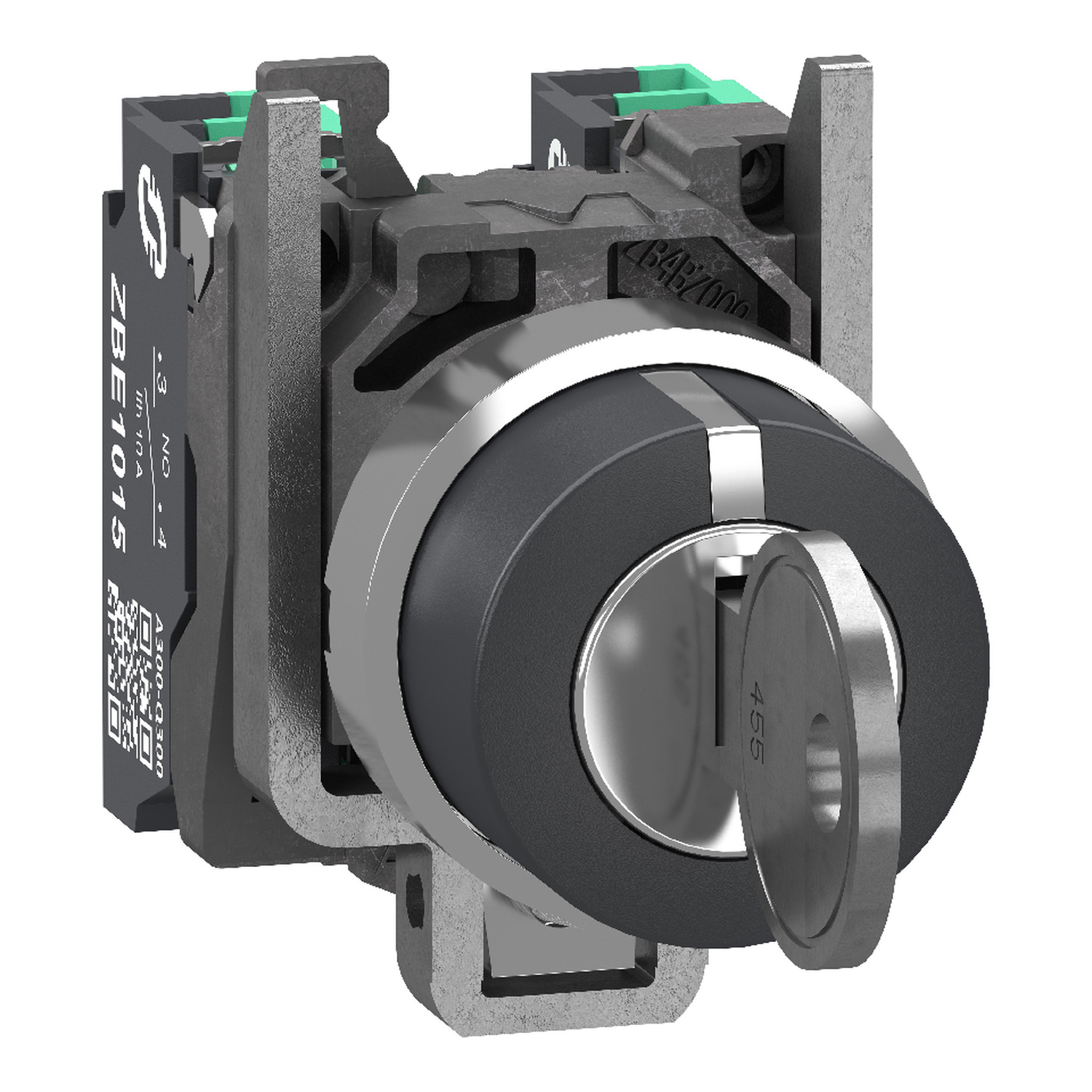 Schneider Electric Schneider Electric XB4BG335 – Key switch selector, Harmony XB4, metal, black, 22mm, key 455, 3 positions, stay put, key release center, 2 NO, push in