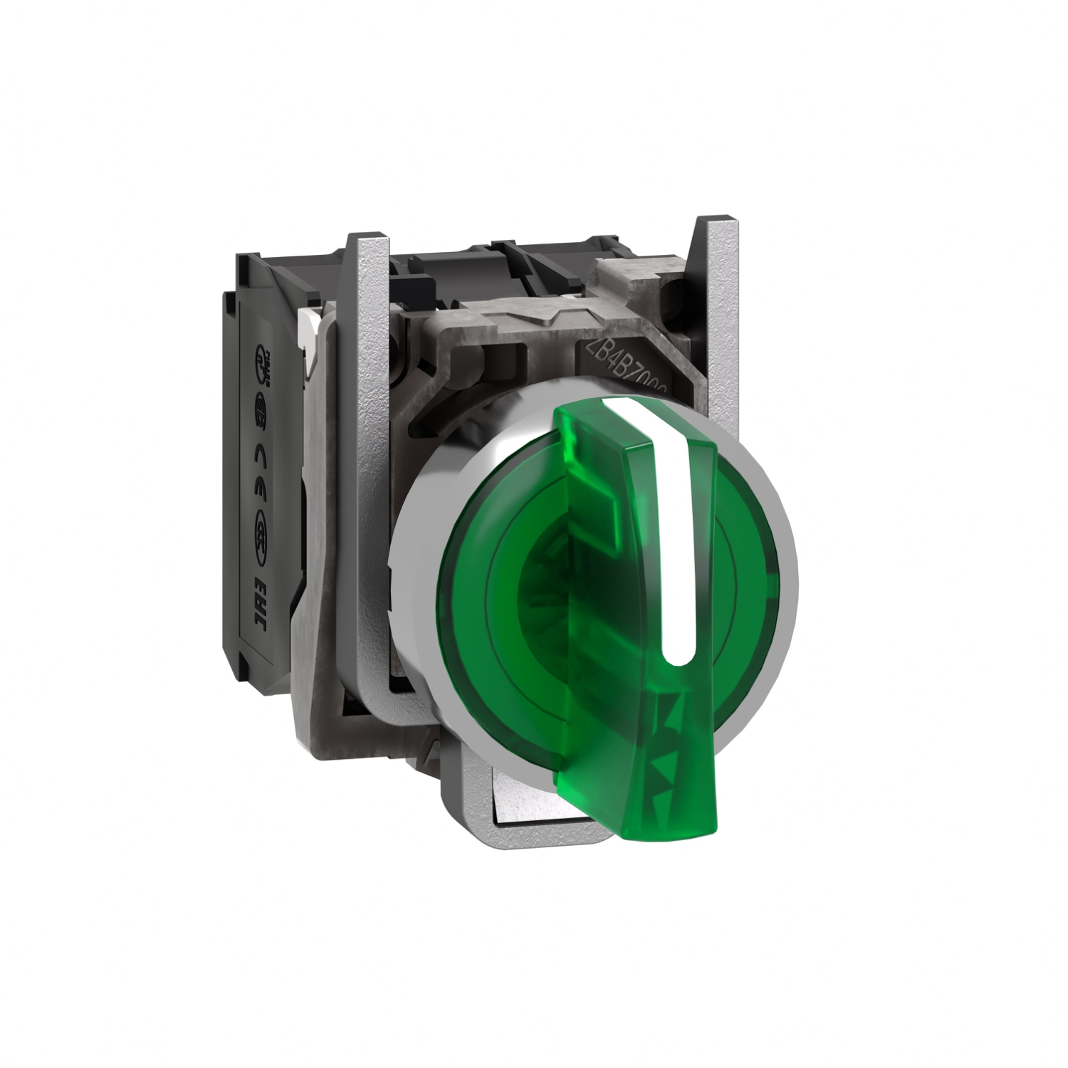 Schneider Electric Schneider Electric XB4BK133B5 – Illuminated selector switch, Harmony XB4, metal, green handle, 22mm, universal LED, 3 positions, 1NO + 1NC, 24V AC DC