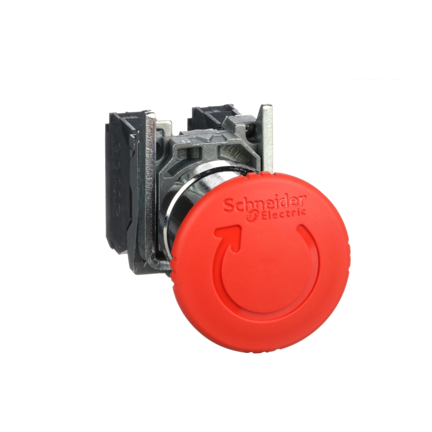 Schneider Electric Schneider Electric XB4BS8445 – Emergency stop switching off, metal, red mushroom, Ø40, Ø22, trigger latching turn to release, 1 NO + 1 NC
