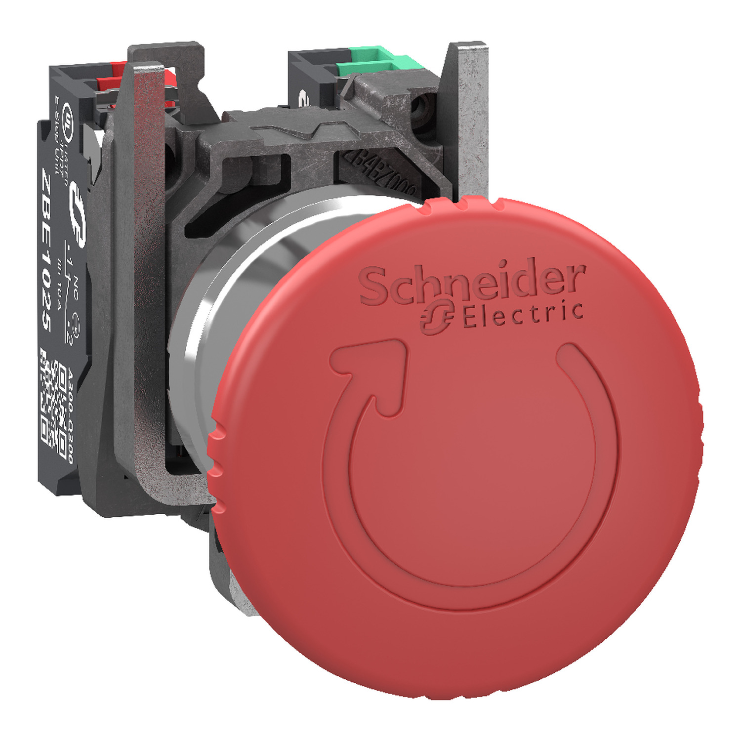 Schneider Electric Schneider Electric XB4BS84455 – Emergency stop switching off, Harmony XB4, metal, red mushroom 40mm, 22mm, trigger turn to release, 1 NO + 1 NC, push in