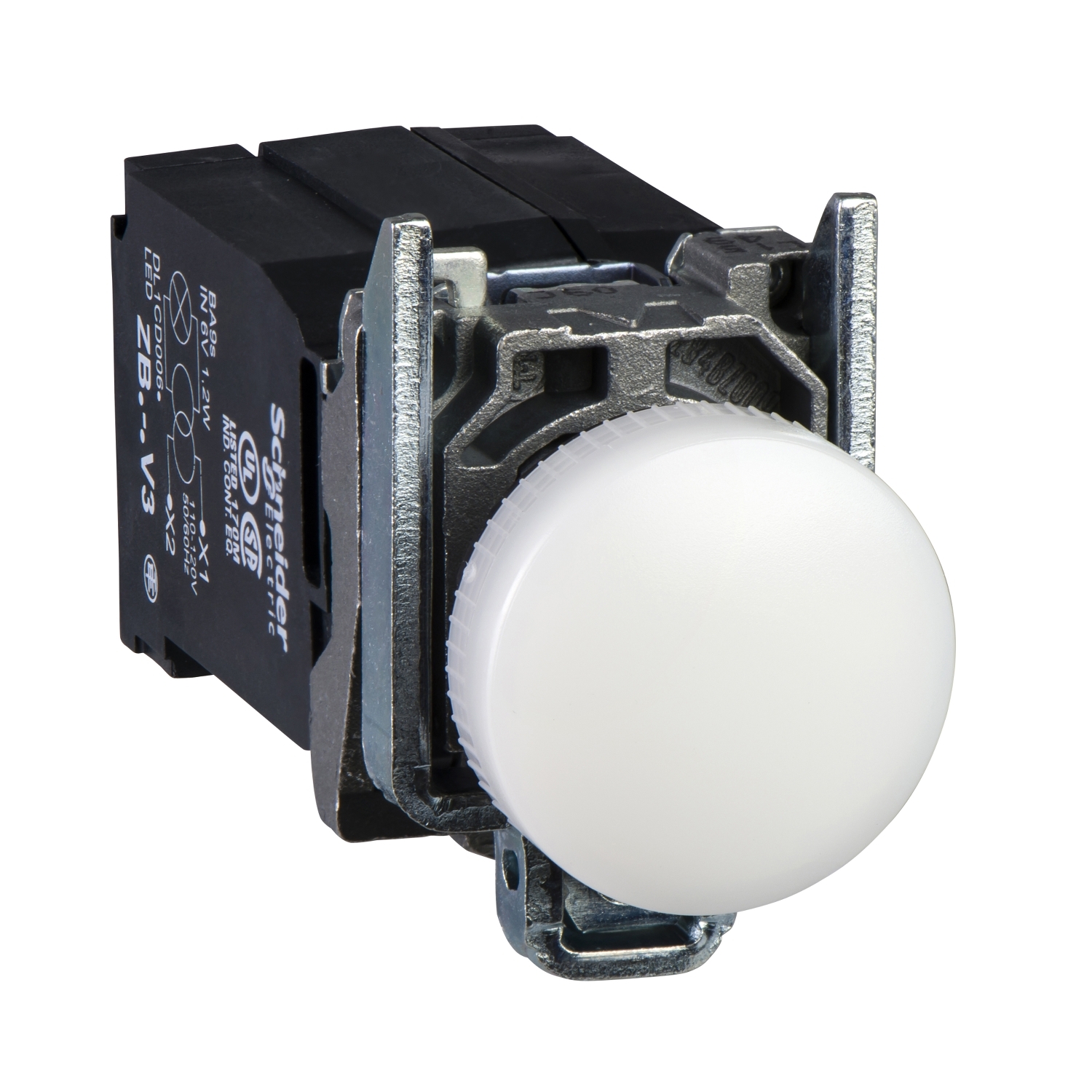 Schneider Electric Schneider Electric XB4BV31 – white complete pilot light Ø22 plain lens with BA9s bulb 110...120V