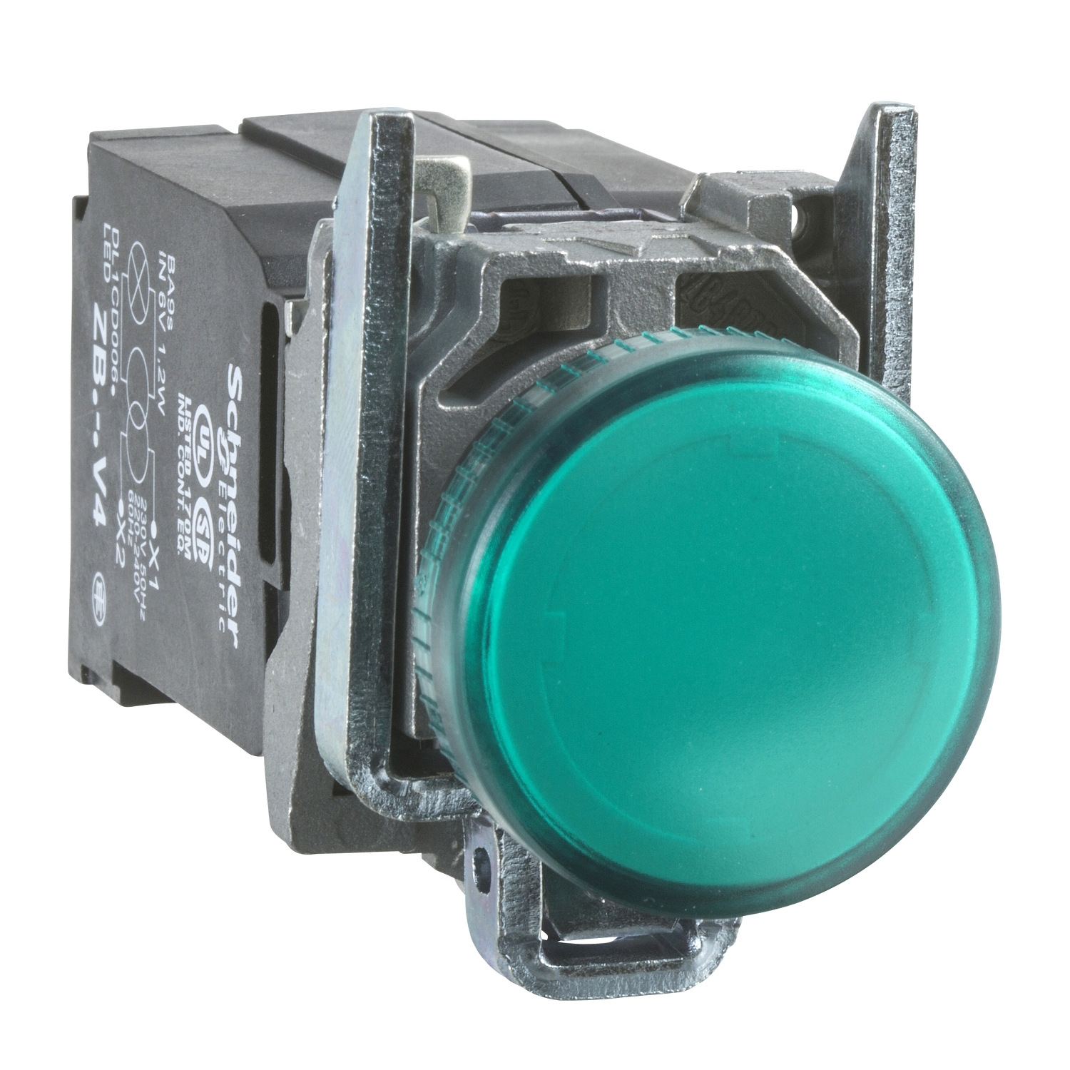 Schneider Electric Schneider Electric XB4BV8B3 – green complete pilot light Ø22 plain lens with integral LED 440...460V