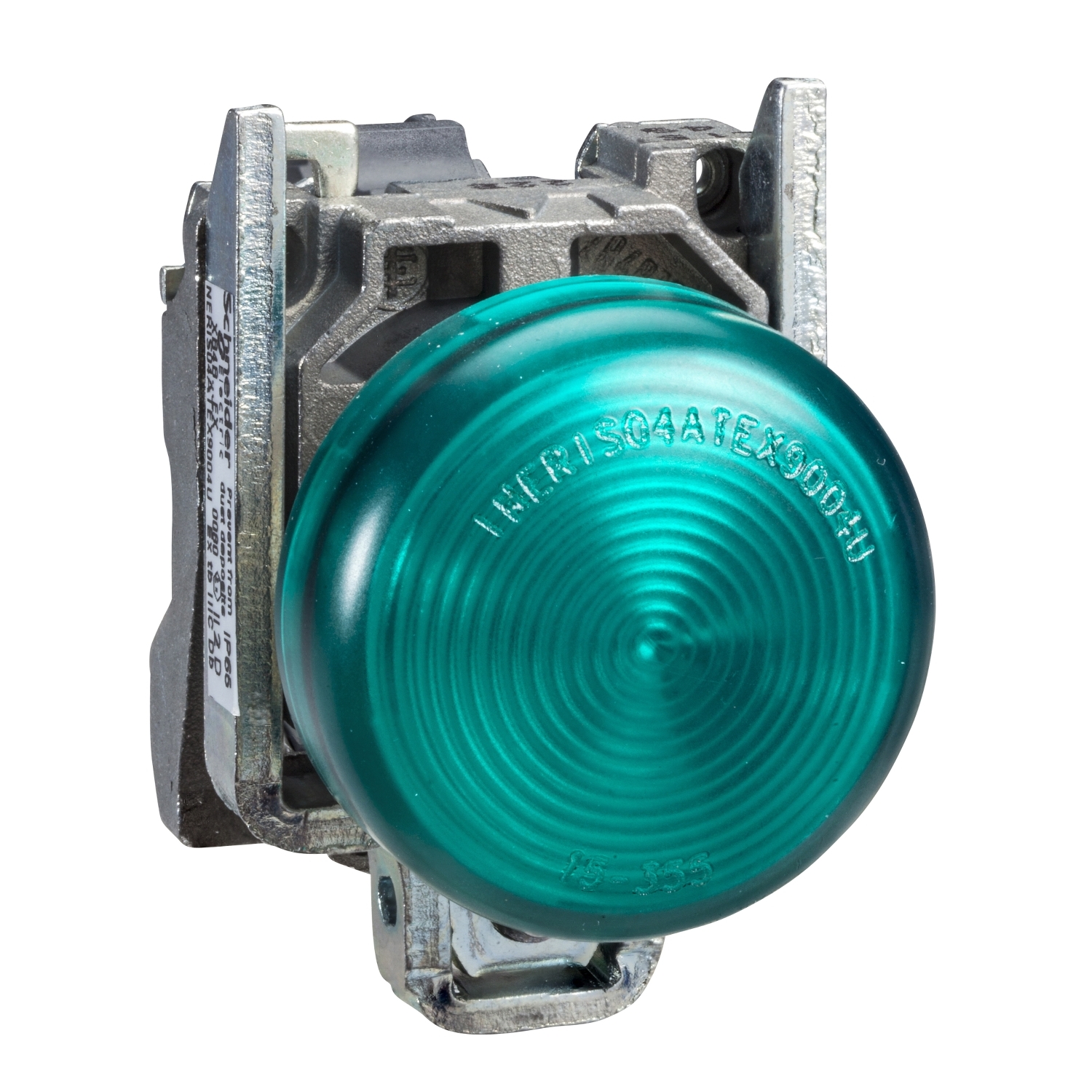 Schneider Electric Schneider Electric XB4BVBG3EX – round pilot light Ø 22 - IP65 - green - integral LED - 24..120 V - lugs - ATEX