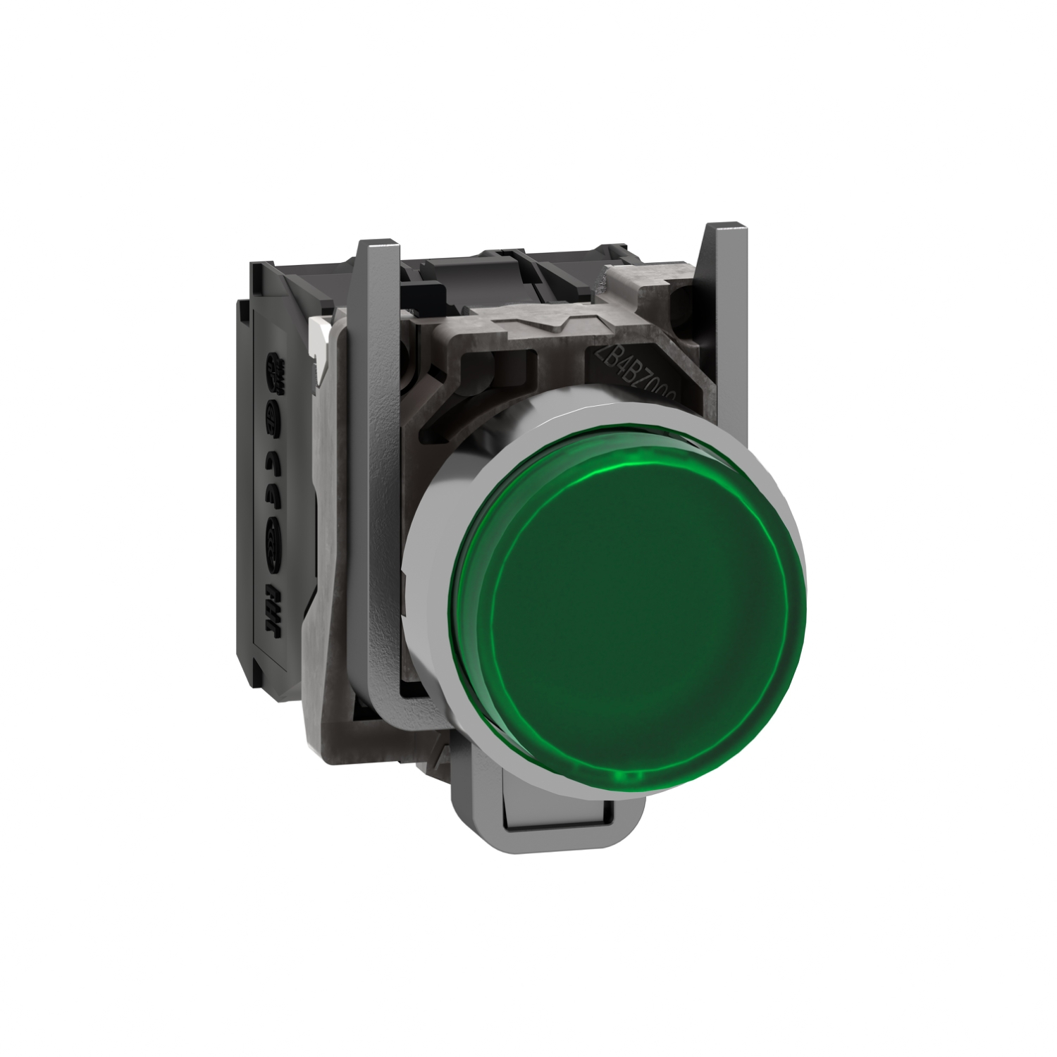 Schneider Electric Schneider Electric XB4BW13B5 – Illuminated push button, Harmony XB4, green flush, universal LED, 22mm, spring return, plain lens, 1NO + 1NC, 24V