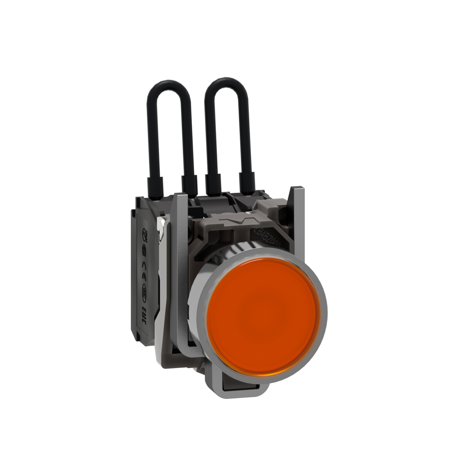 Schneider Electric Schneider Electric XB4BW25G5 – Push-to-test pilot light, Harmony XB4, metal, orange, universal LED, screw clamp terminals, 110...120V