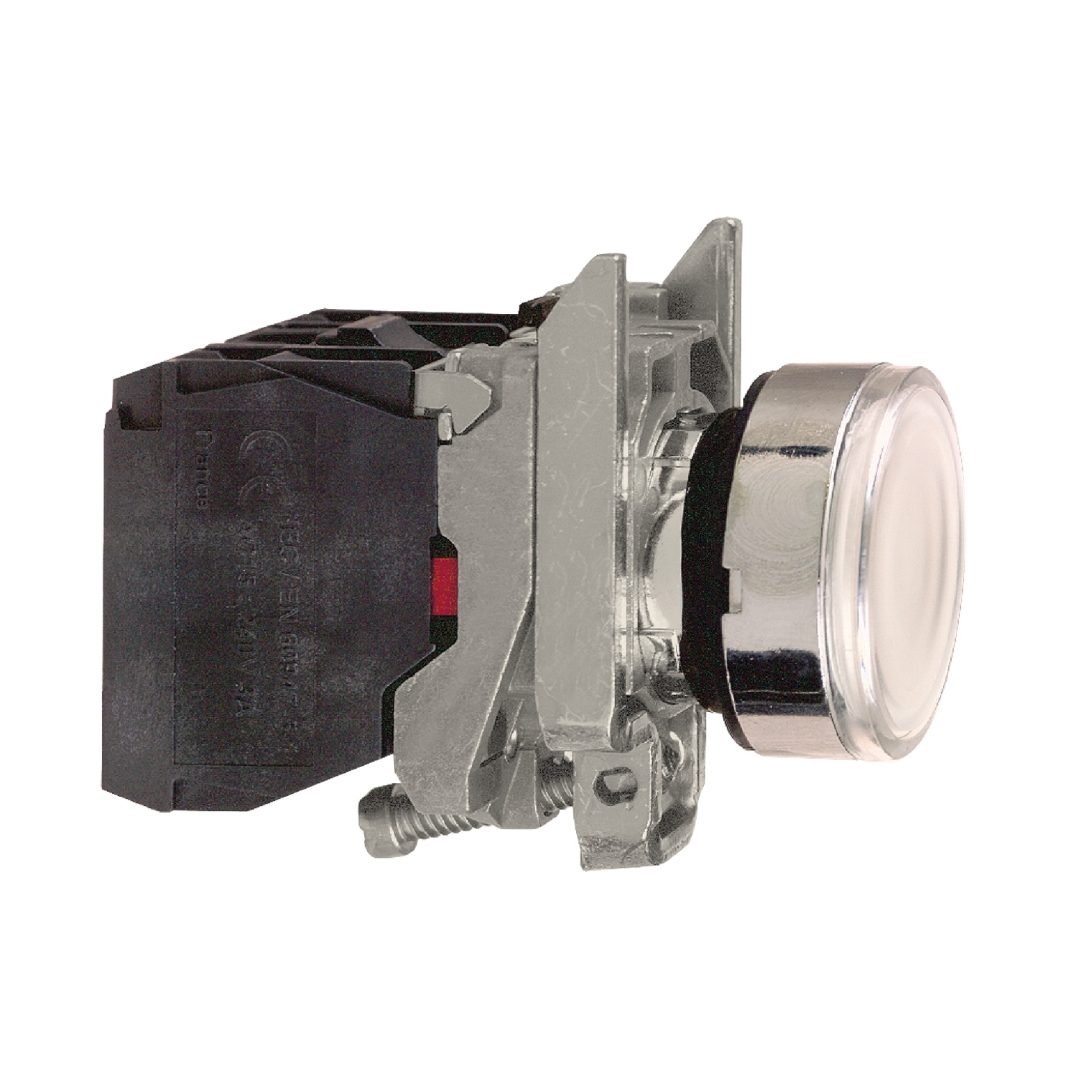 Schneider Electric Schneider Electric XB4BW3165 – Illuminated push button, metal, flush, white, Ø22, spring return, <= 250 V, 1 NO + 1 NC