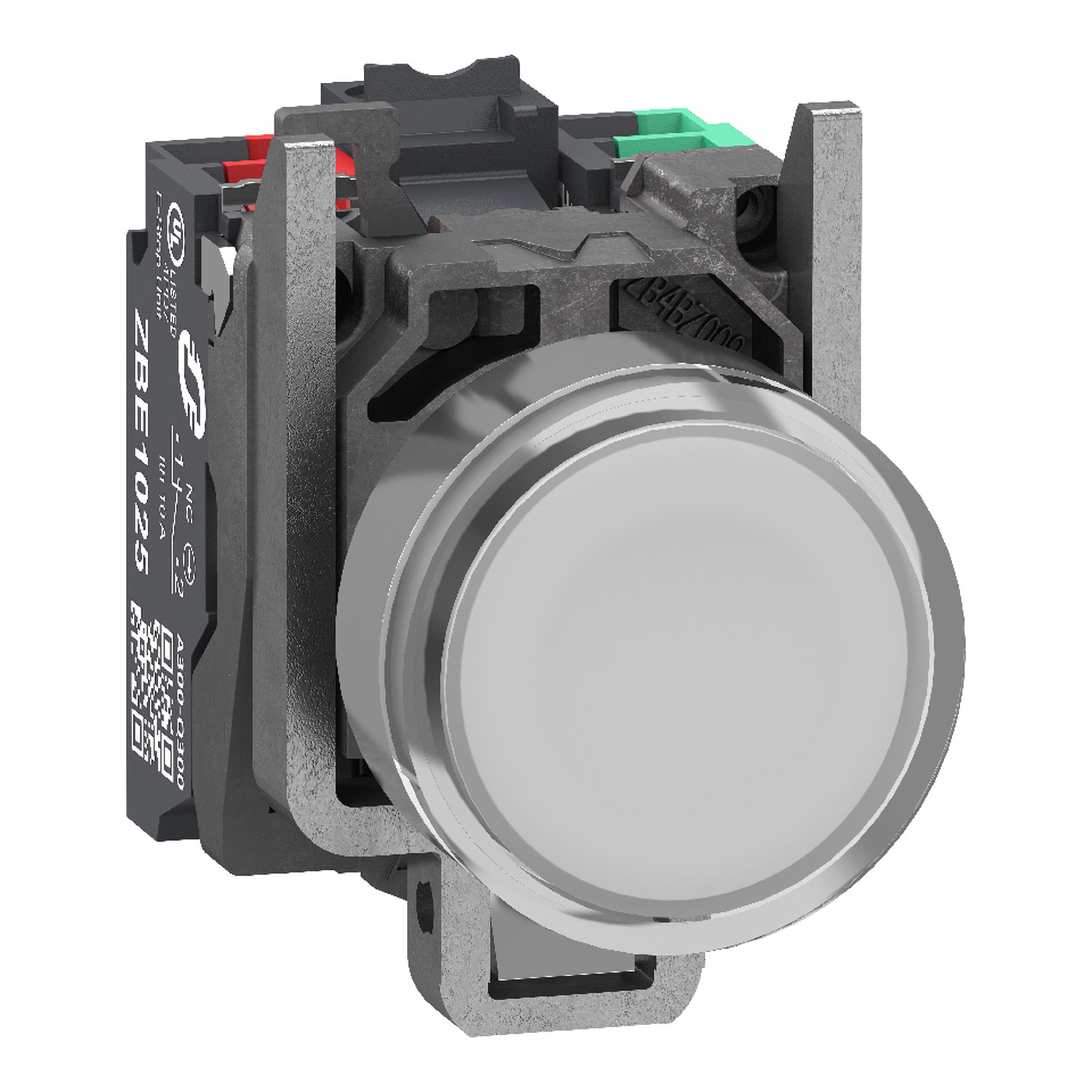 Schneider Electric Schneider Electric XB4BW31B55 – Illuminated push button, Harmony XB4, metal, white flush, 22mm, universal LED, plain lens, 1NO + 1NC, 24V AC DC, push in