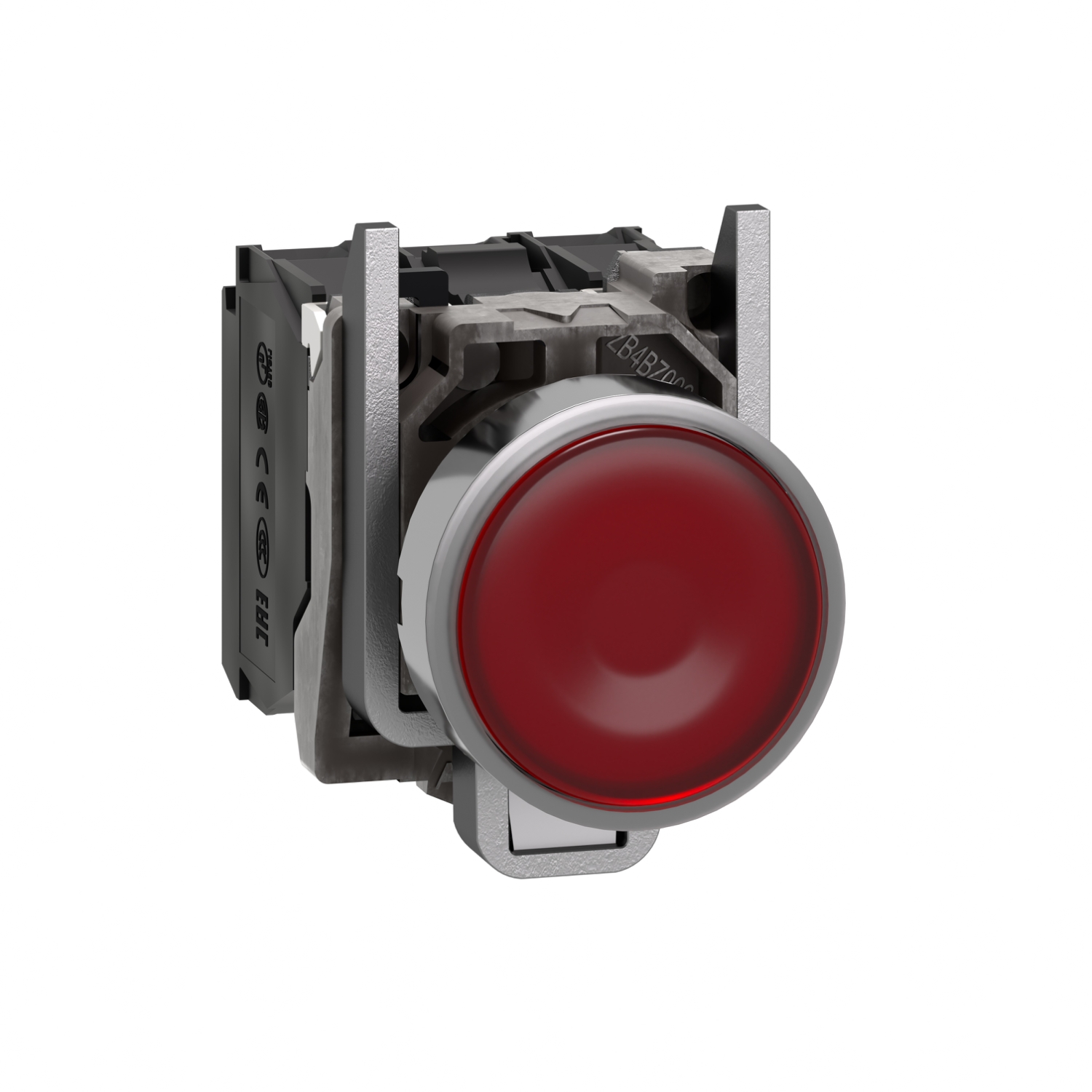 Schneider Electric Schneider Electric XB4BW34M5 – Illuminated push button, metal, flush, red, Ø22, spring return, 230...240 V AC, 1 NO + 1 NC