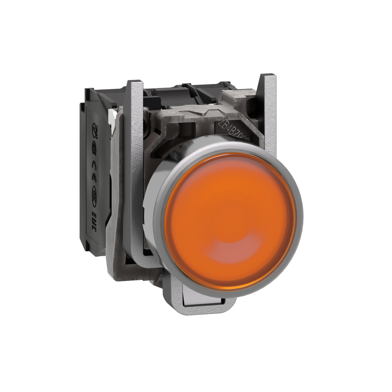 Schneider Electric Schneider Electric XB4BW35B5 – Harmony XB4, Illuminated push button, metal, flush, orange, Ø22, spring return, 1 NO + 1 NC 24 V AC/DC