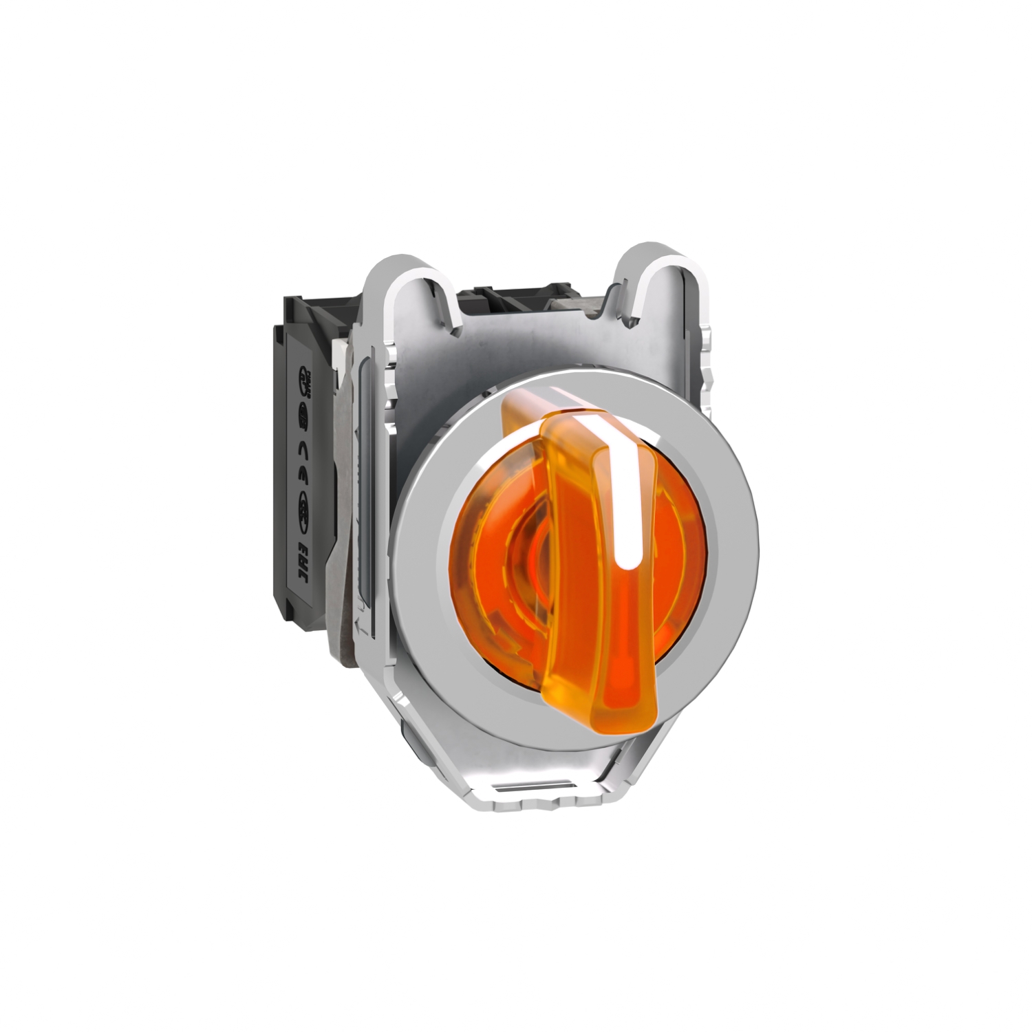 Schneider Electric Schneider Electric XB4FK135B5 – Illuminated selector switch, Harmony XB4, metal, orange handle, 30mm, universal LED, 3 positions, 1NO + 1NC, 24V AC DC