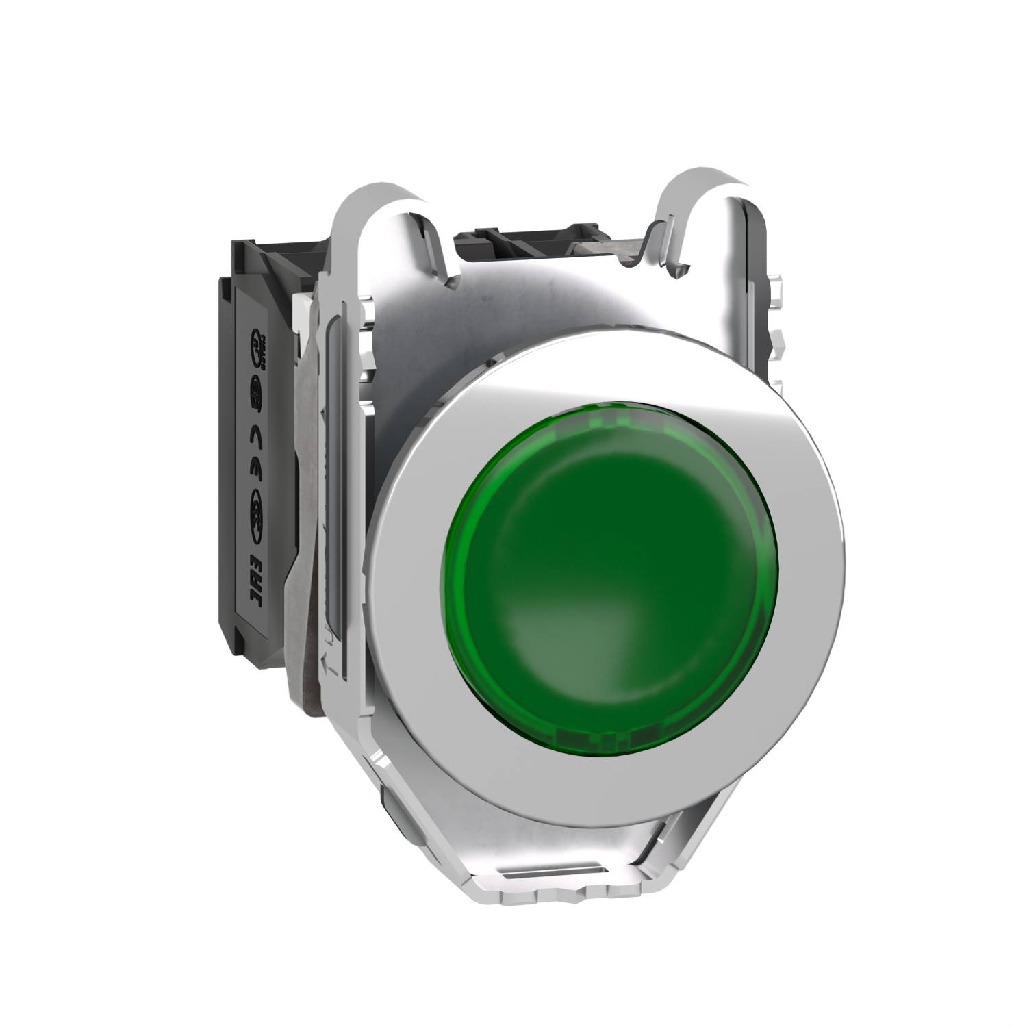 Schneider Electric Schneider Electric XB4FW33G5 – Illuminated push button, Harmony XB4, metal, green flush mounted, 30mm, universal LED, plain lens, 1NO + 1NC, 120V AC