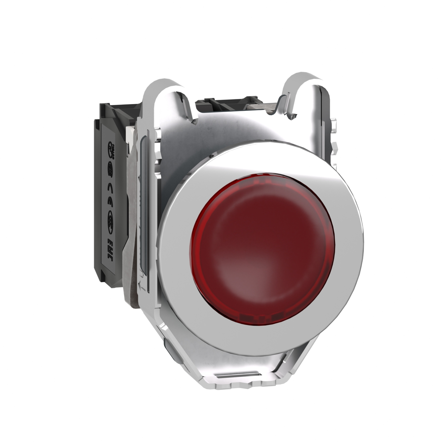 Schneider Electric Schneider Electric XB4FW34M5 – Illuminated push button, Harmony XB4, metal, red flush mounted, 30mm, universal LED, plain lens, 1NO + 1NC, 230V AC