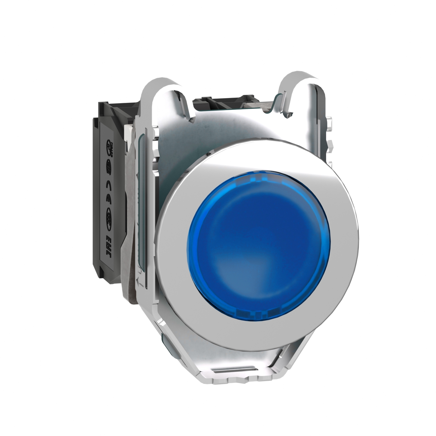 Schneider Electric Schneider Electric XB4FW36B5 – Illuminated push button, Harmony XB4, metal, blue flush mounted, 30mm, universal LED, plain lens, 1NO + 1NC, 24V AC DC