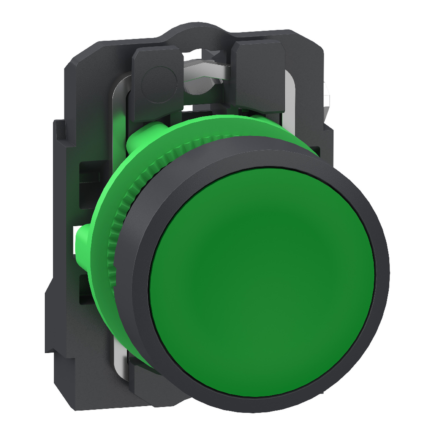 Schneider Electric Schneider Electric XB5AA315 – Push button, Harmony XB5, grey plastic, flush, green, 22mm, spring return, unmarked, 1 NO, compact push in terminals