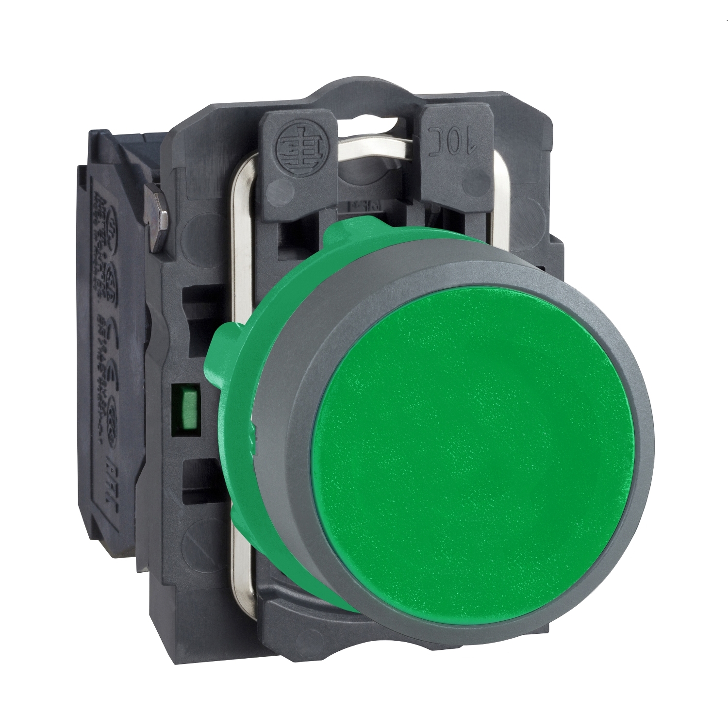 Schneider Electric Schneider Electric XB5AA31C0 – Push button, Harmony XB5, green flush, grey bezel, 22mm, spring return, 1NO, unmarked