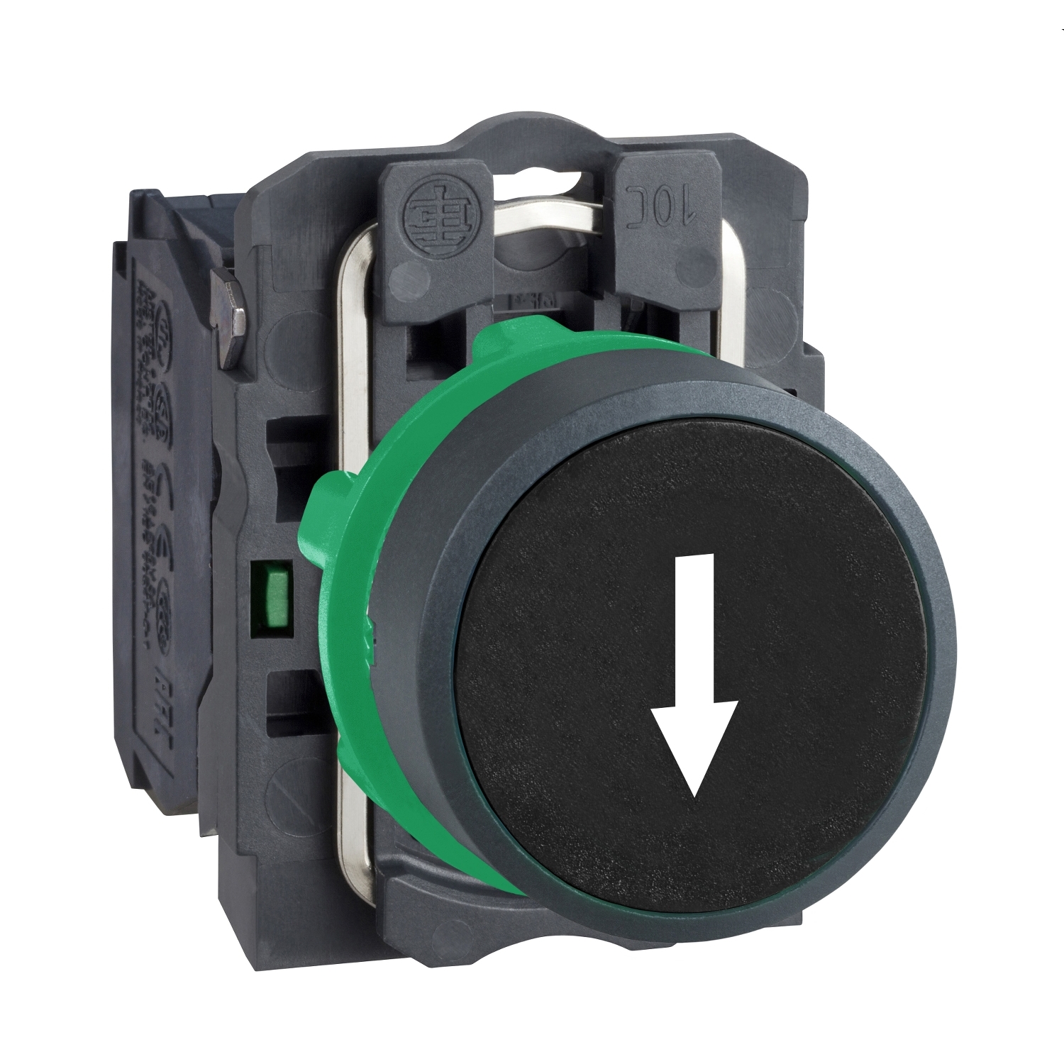 Schneider Electric Schneider Electric XB5AA3351 – Push button, plastic, flush, black,Ø22, spring return, marked DOWN ARROW, 1 NO