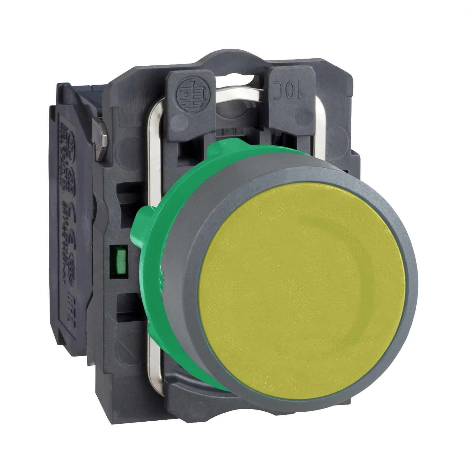 Schneider Electric Schneider Electric XB5AA51C0 – Push button, Harmony XB5, yellow flush, grey bezel, 22mm, spring return, 1NO, unmarked