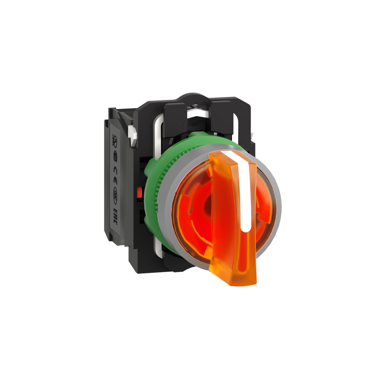 Schneider Electric Schneider Electric XB5AK135B5C0 – Illuminated selector switch, Harmony XB5, universal LED, grey bezel, yellow handle, 22mm, 3 positions, stay put, 1NO + 1NC, 24V AC DC