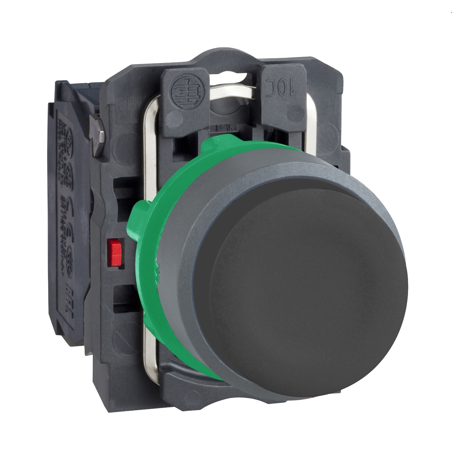 Schneider Electric Schneider Electric XB5AP21C0 – Push button, Harmony XB5, black projecting pushbutton with clear boot 1 NO screw clamp cp grey