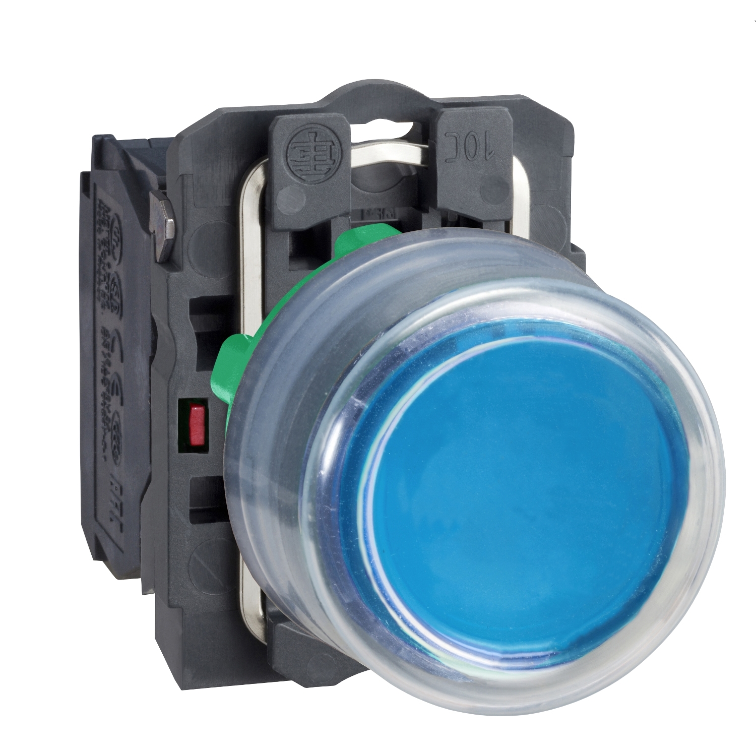 Schneider Electric Schneider Electric XB5AP61C0 – Push button, Harmony XB5, blue projecting pushbutton with clear boot 1 NO screw clampr cp grey