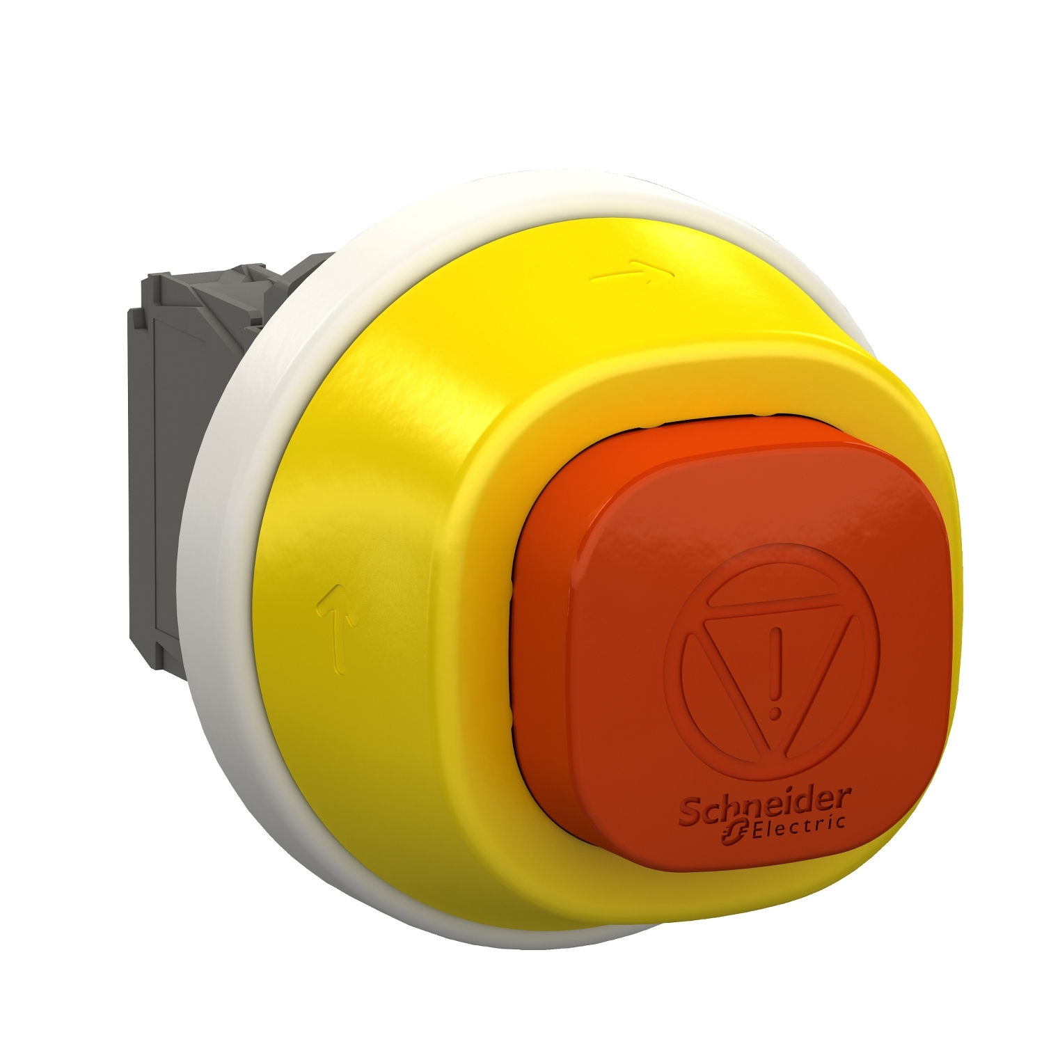 Schneider Electric Schneider Electric XB5AS84W3B5 – Illuminated emergency stop, Harmony XB5, plastic, 22mm, trigger latching turn to release, white red LED, 24V AC DC, 1 NO + 1 NC