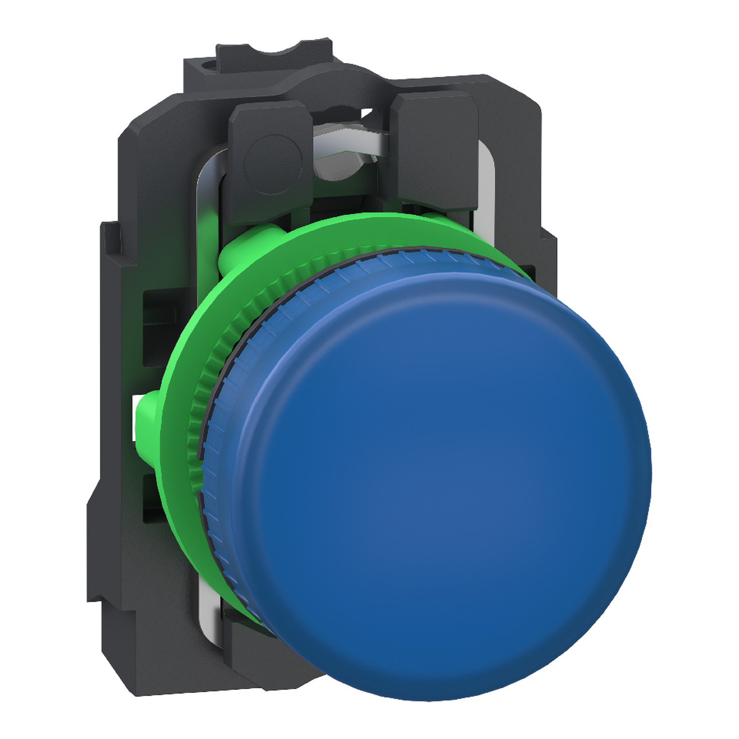 Schneider Electric Schneider Electric XB5AVB65 – Pilot light, Harmony XB5, grey plastic, blue, 22mm, universal LED, plain lens, 24V AC DC, compact push in terminals