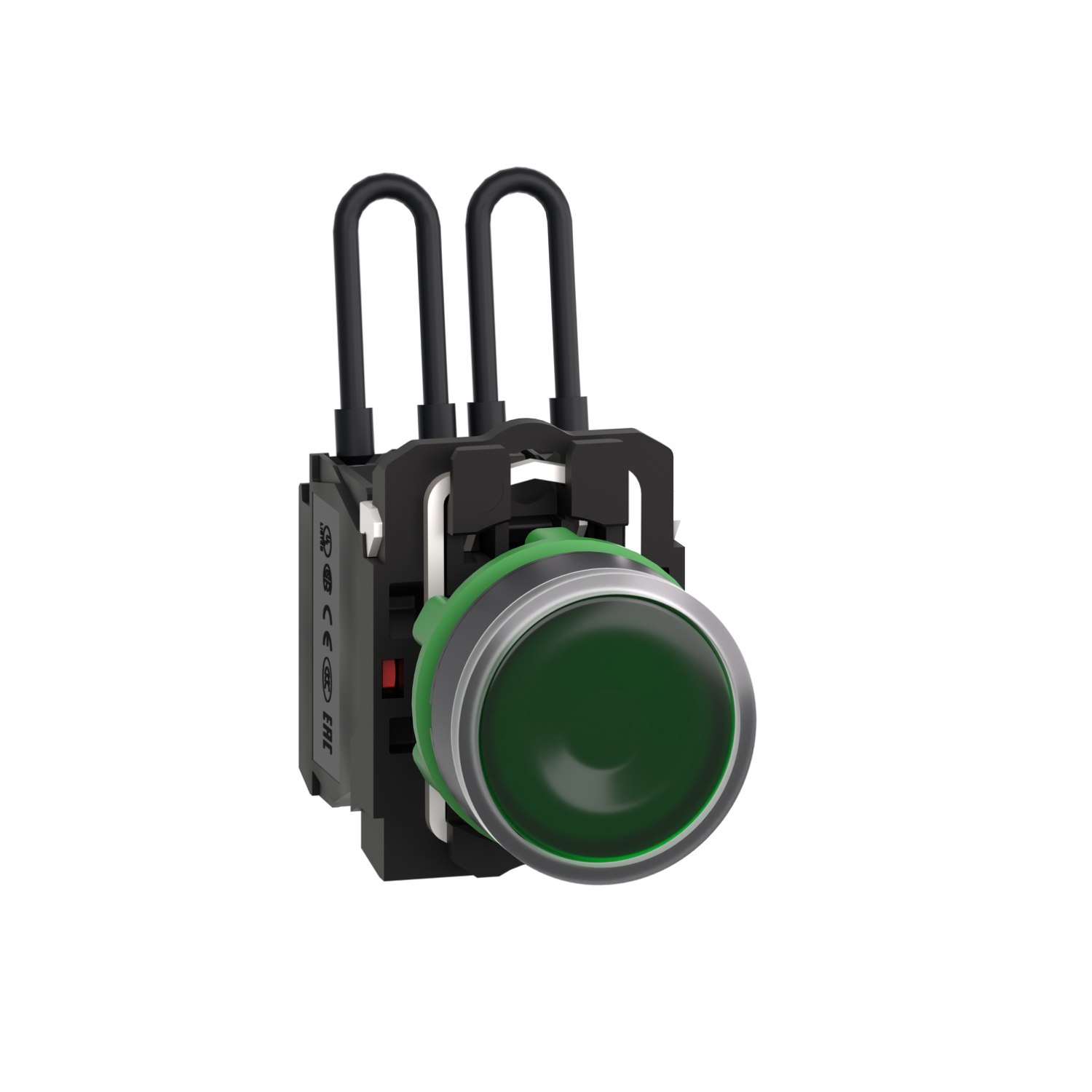 Schneider Electric Schneider Electric XB5AW23G5 – Push-to-test pilot light, Harmony XB5, plastic, green, universal LED, screw clamp terminals, 110...120V