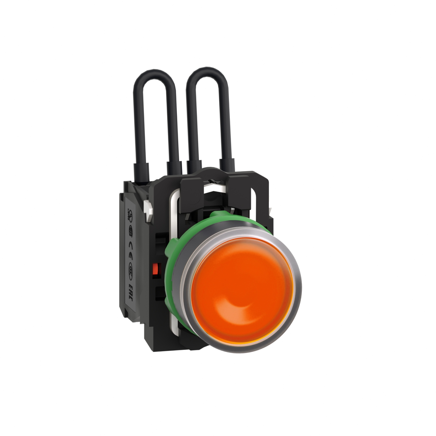 Schneider Electric Schneider Electric XB5AW25B5 – Push-to-test pilot light, Harmony XB5, plastic, orange, universal LED, screw clamp terminals, 24V