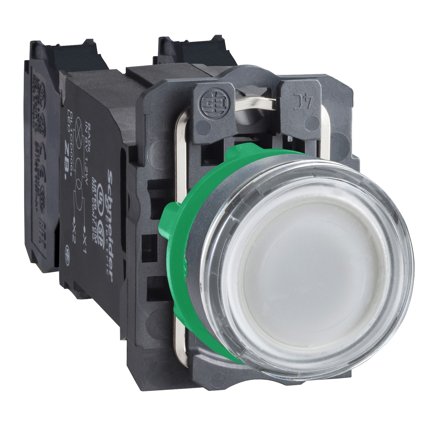 Schneider Electric Schneider Electric XB5AW3135 – white flush complete illum pushbutton 22mm spring return 1NO+1NC 110...120V