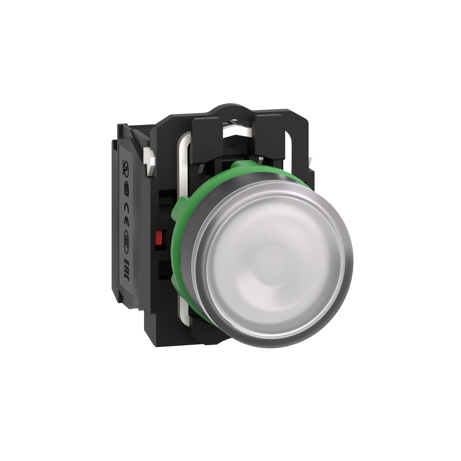 Schneider Electric Schneider Electric XB5AW31G5 – Illuminated push button, plastic, flush, white, Ø22, spring return, 110...120 V AC, 1 NO + 1 NC