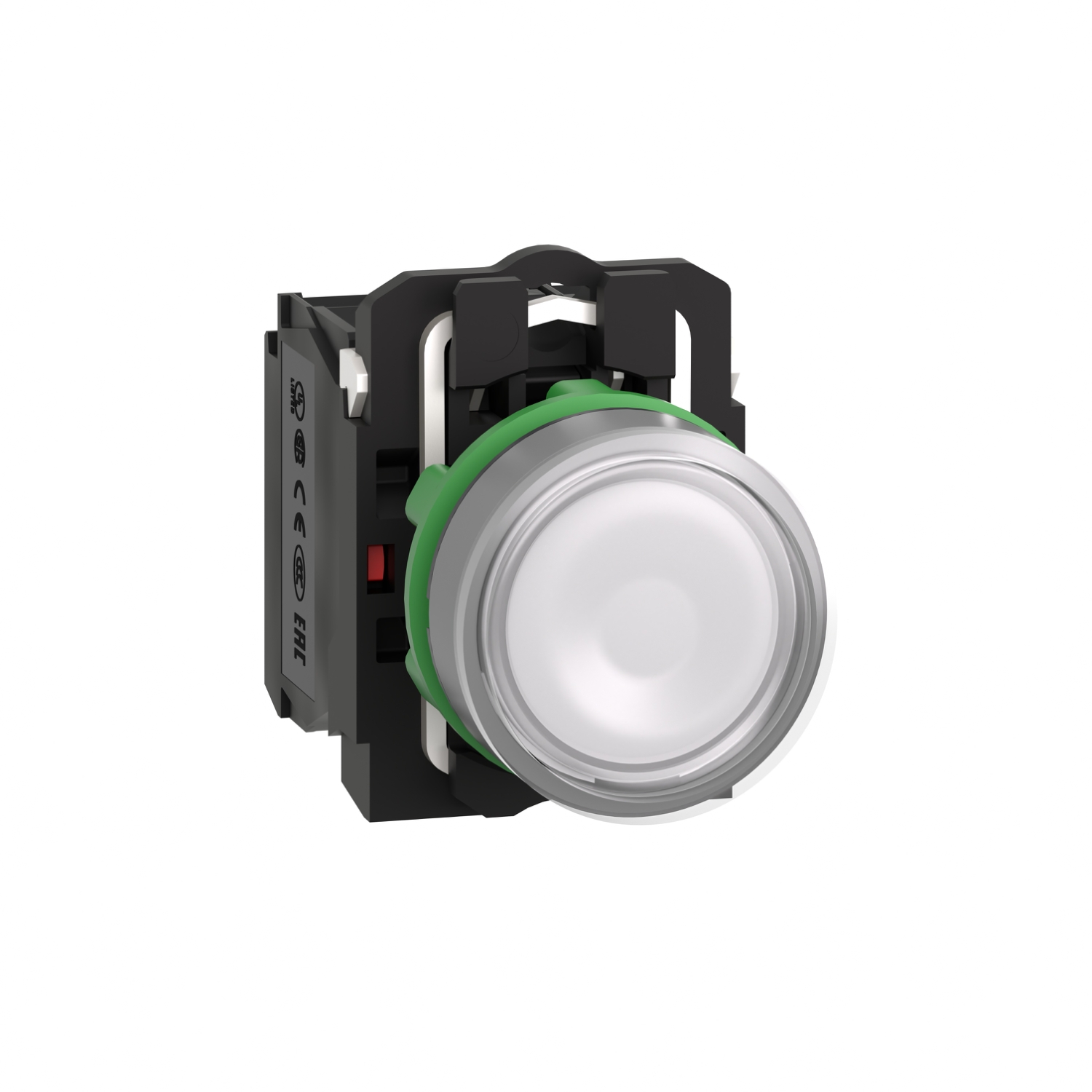 Schneider Electric Schneider Electric XB5AW31G5C0 – Illuminated push button, Harmony XB5, grey bezel, white flush, 22mm, universal LED, plain lens, 1NO + 1NC, 120V